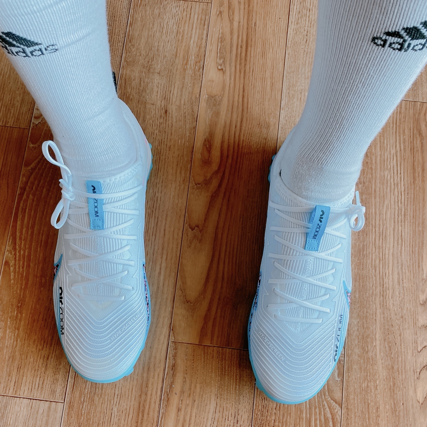Nike Zoom Mercurial Vapor 15 Pro TF White Baltic Blue 착용 스타일 - 2