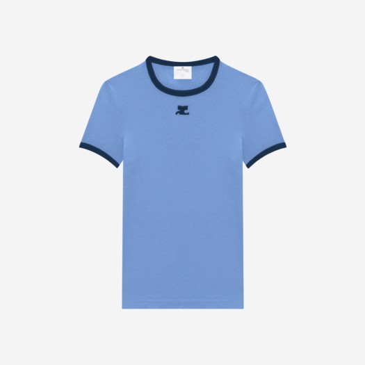 (W) 꾸레쥬 리에디션 범피 콘트라스트 티셔츠 스카이 오션 블루