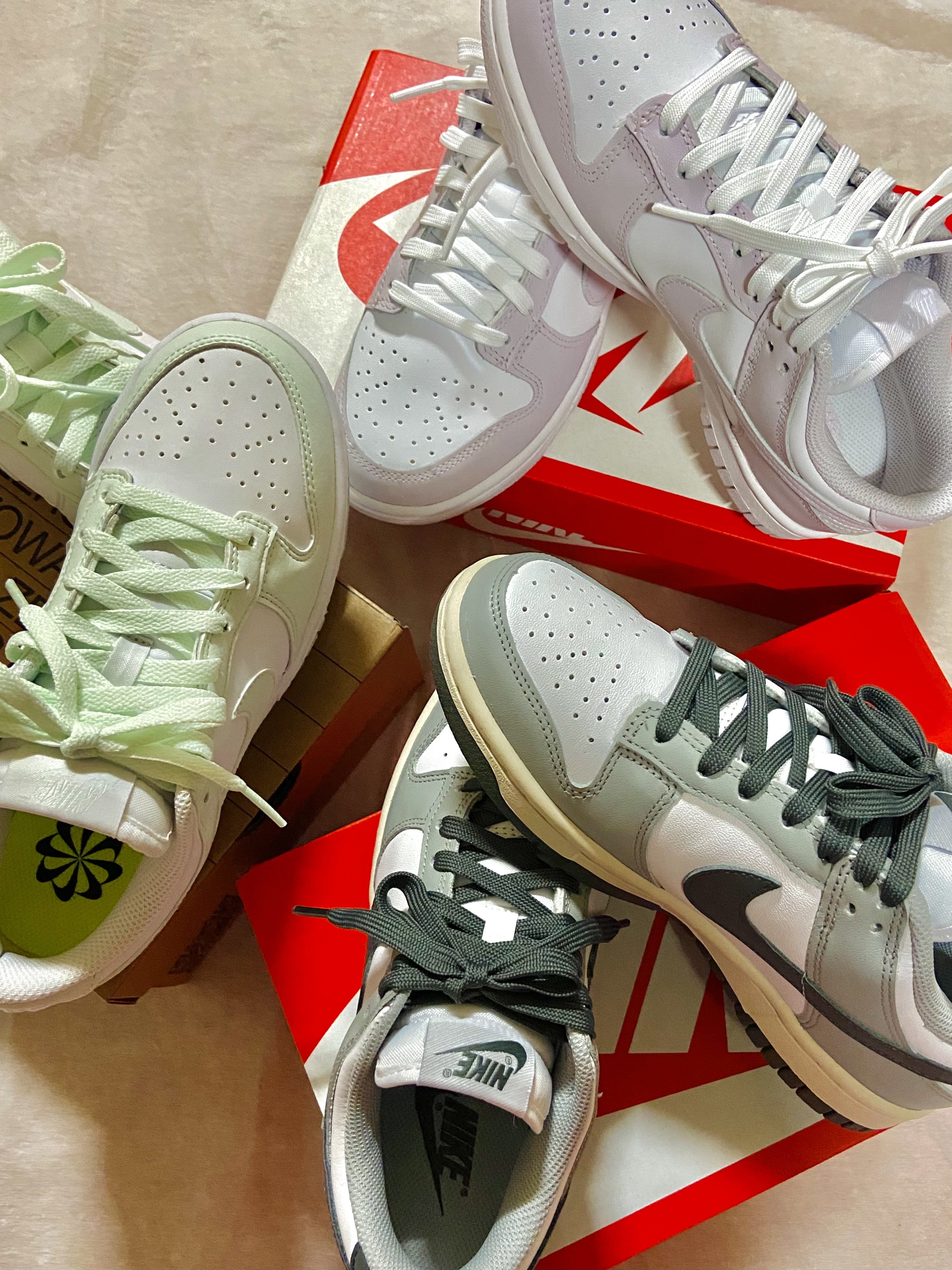 (W) Nike Dunk Low Venice, (W) Nike Dunk Low Light Smoke Grey 착용 스타일