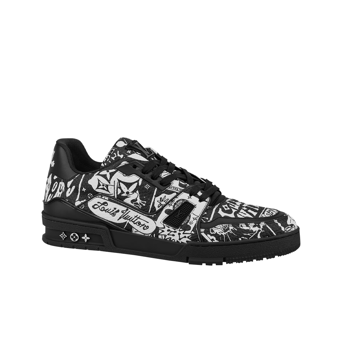 루이비통 LV 트레이너 스니커즈 프린티드 캔버스 블랙(Louis Vuitton LV Trainer Sneakers Printed Canvas Black) - 1