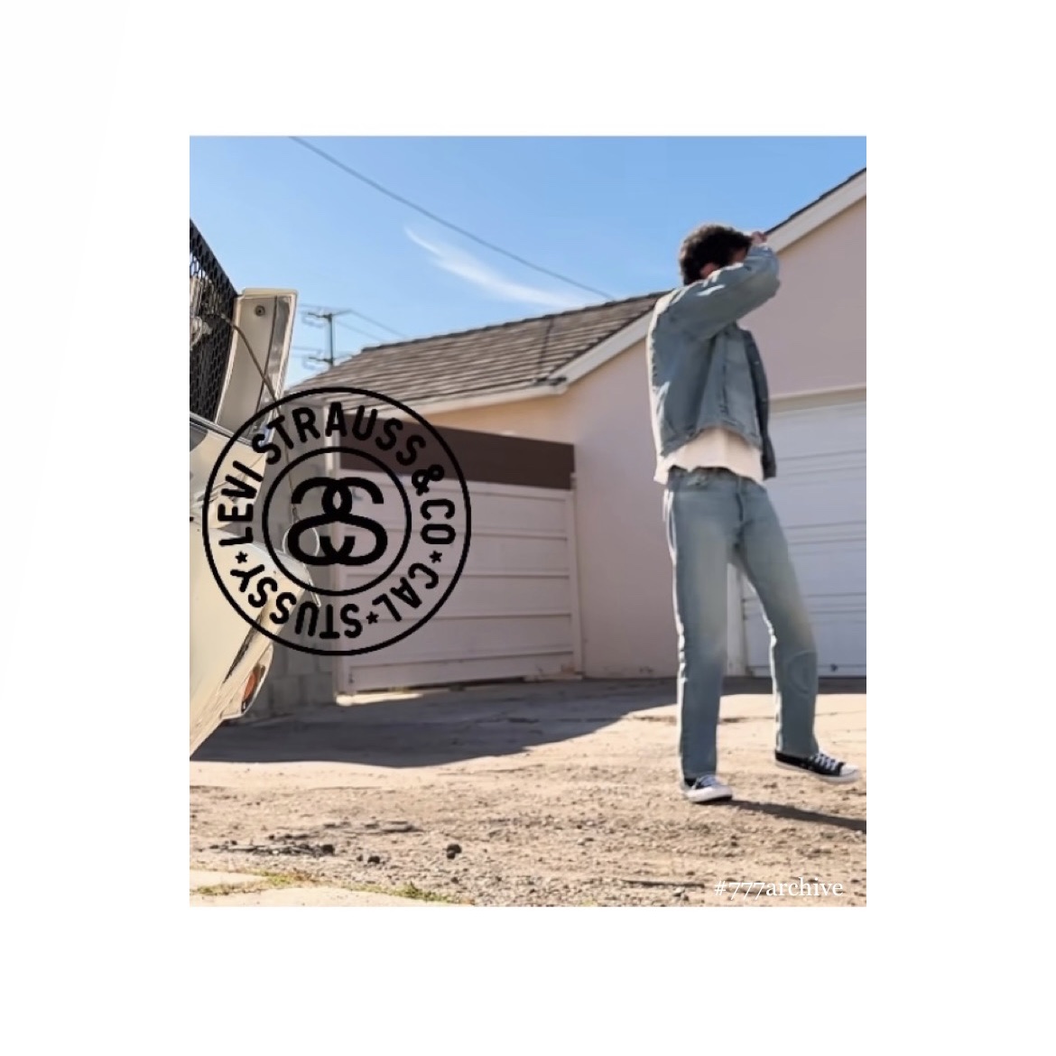 Stussy x Levi's Embossed Trucker Jacket Indigo, Stussy x Levi's Embossed 501 Jean Indigo 착용 스타일 - 5