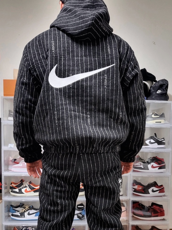 Nike x Stussy NRG Striped Wool Jacket Black (DR4023-010), Nike x Stussy NRG Striped Wool Pants Black (DR4021-010) 착용 스타일 - 1