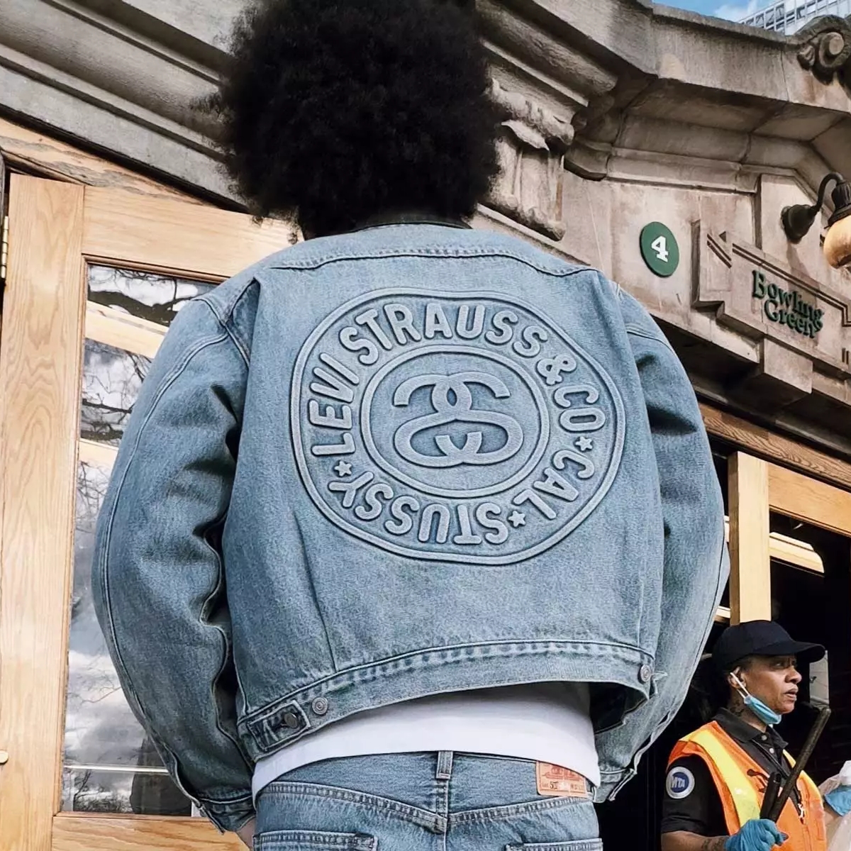 Stussy x Levi's Embossed Trucker Jacket Indigo, Stussy x Levi's Embossed 501 Jean Indigo 착용 스타일 - 2