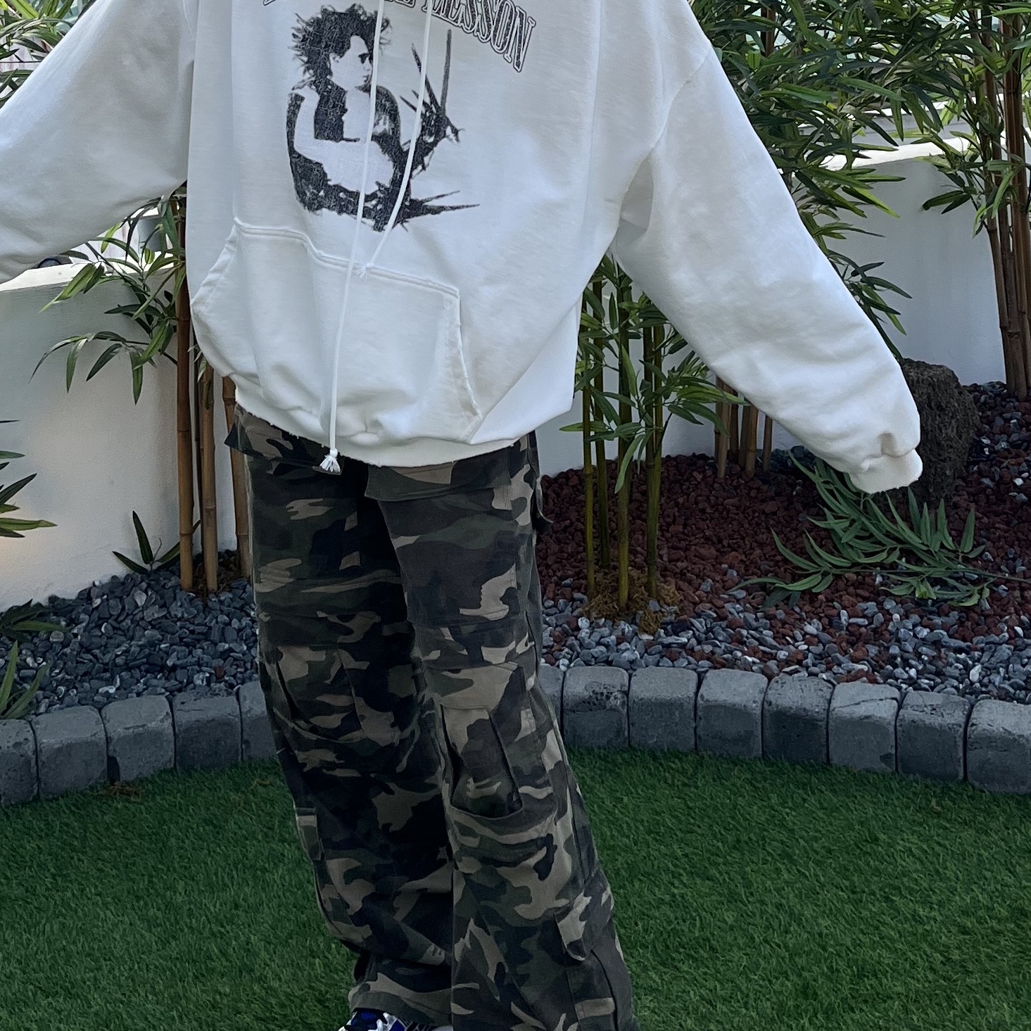 Project G/R Mind Slaughter Vintage Washeed Hoodie Black, Project G/R Etiquette Lesson Vintage Washed Hoodie Black 착용 스타일 - 4