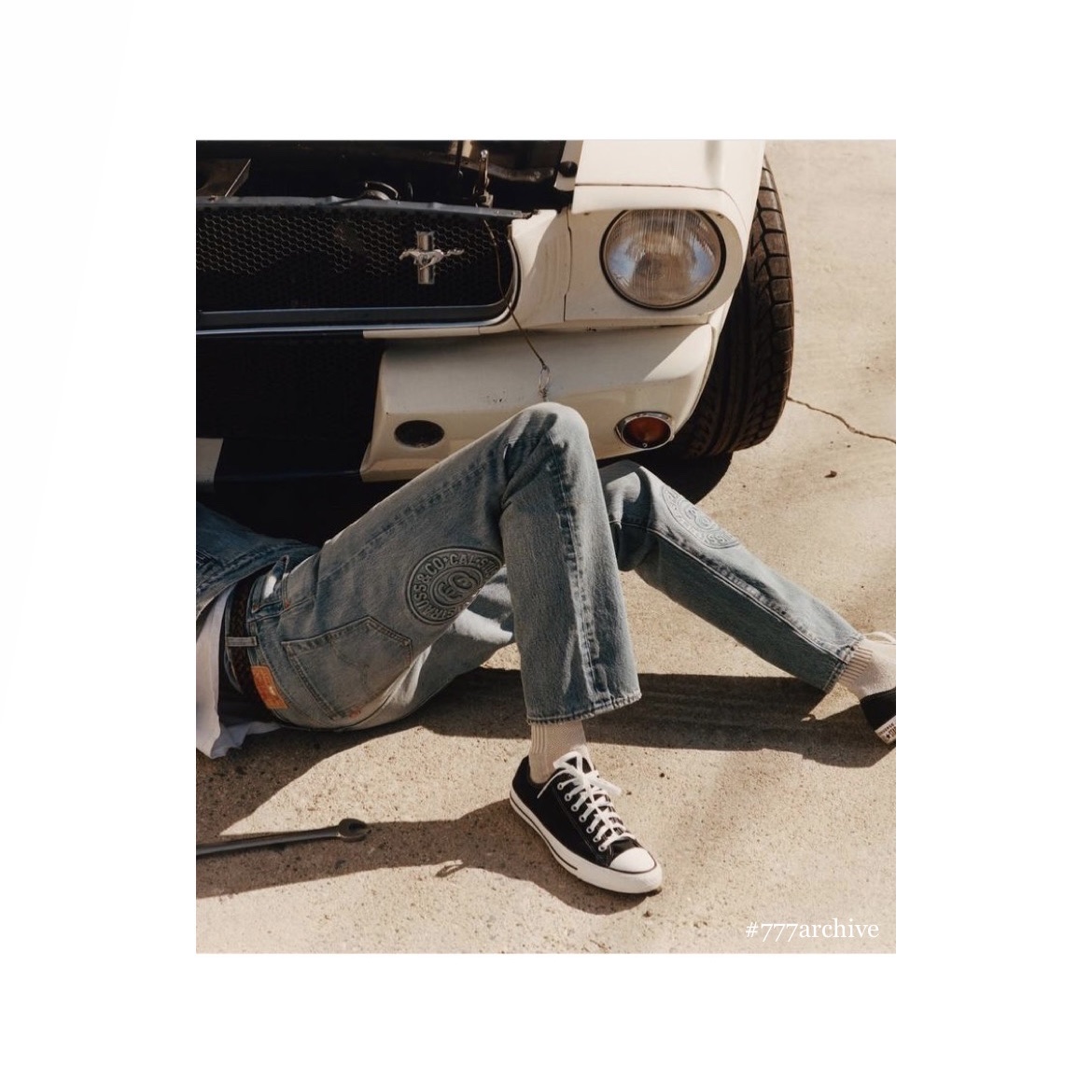 Stussy x Levi's Embossed Trucker Jacket Indigo, Stussy x Levi's Embossed 501 Jean Indigo 착용 스타일 - 4