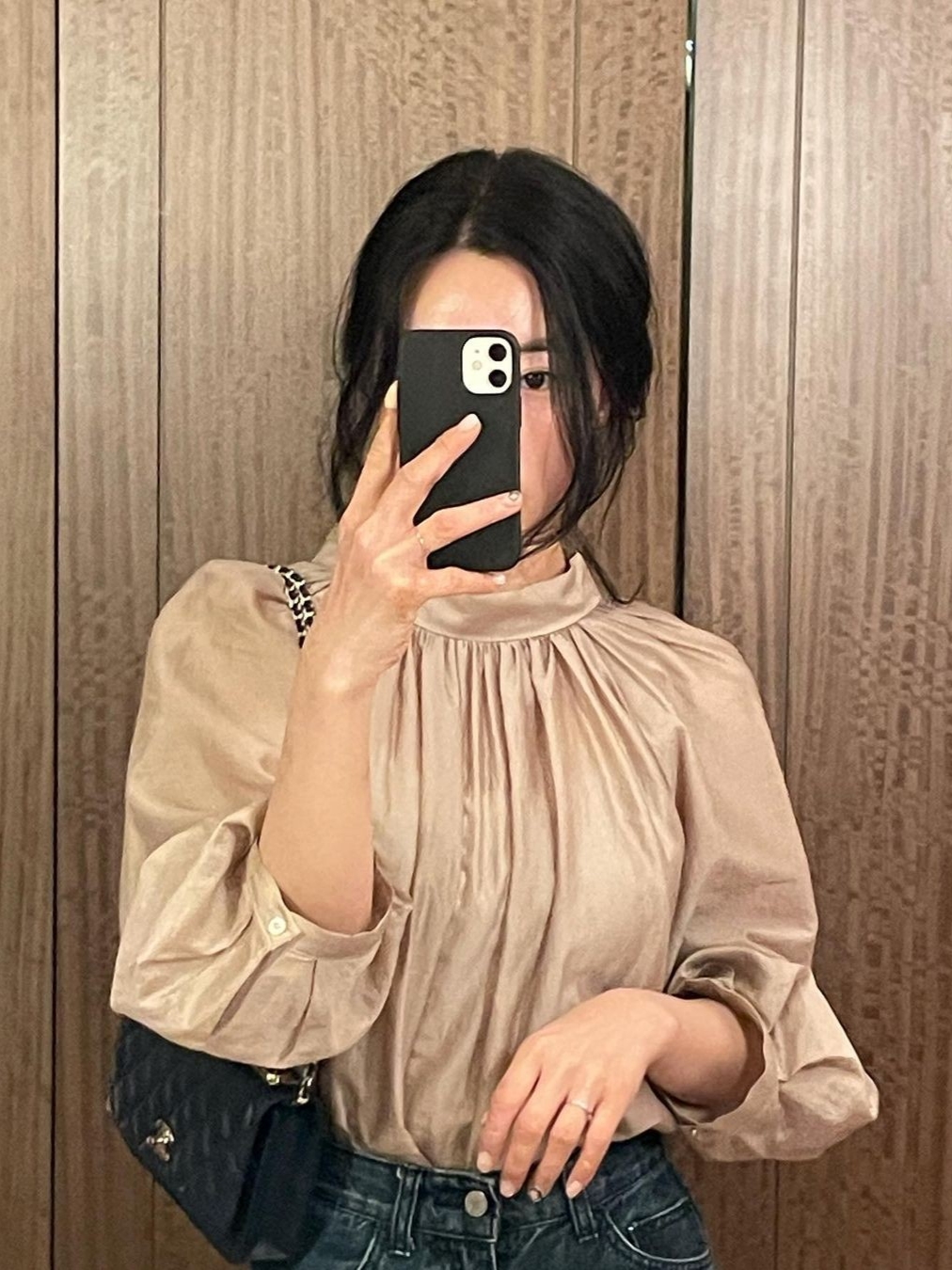 Kindersalmon Women Gathered Neck Blouse Toast 착용 스타일 - 1