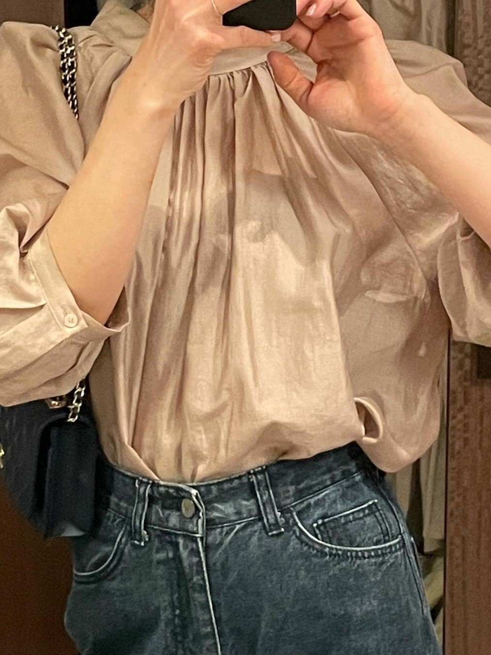 Kindersalmon Women Gathered Neck Blouse Toast 착용 스타일 - 2