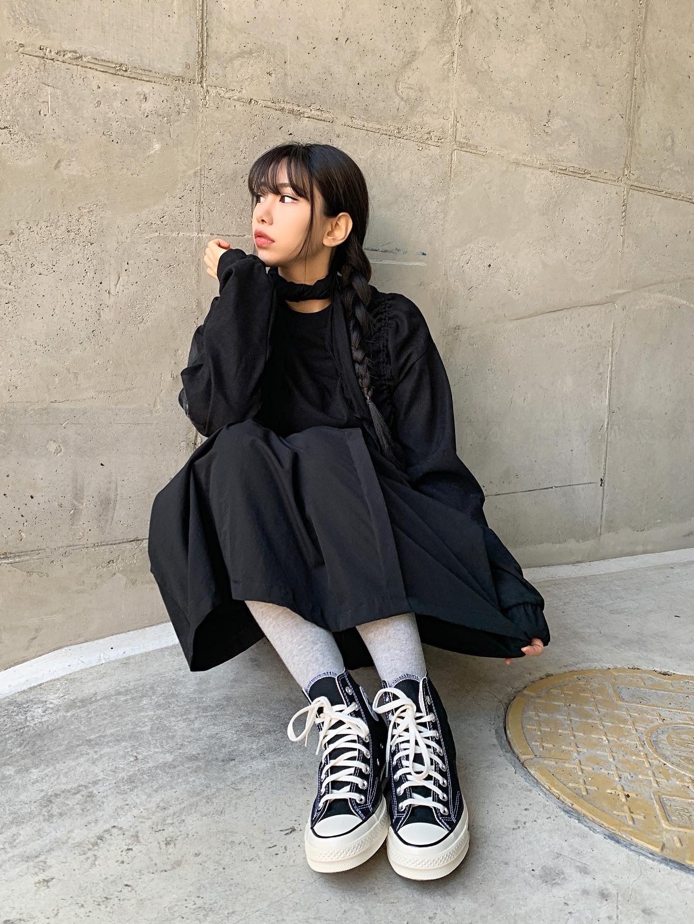 Converse Chuck 70 Hi Black 착용 스타일 - 3