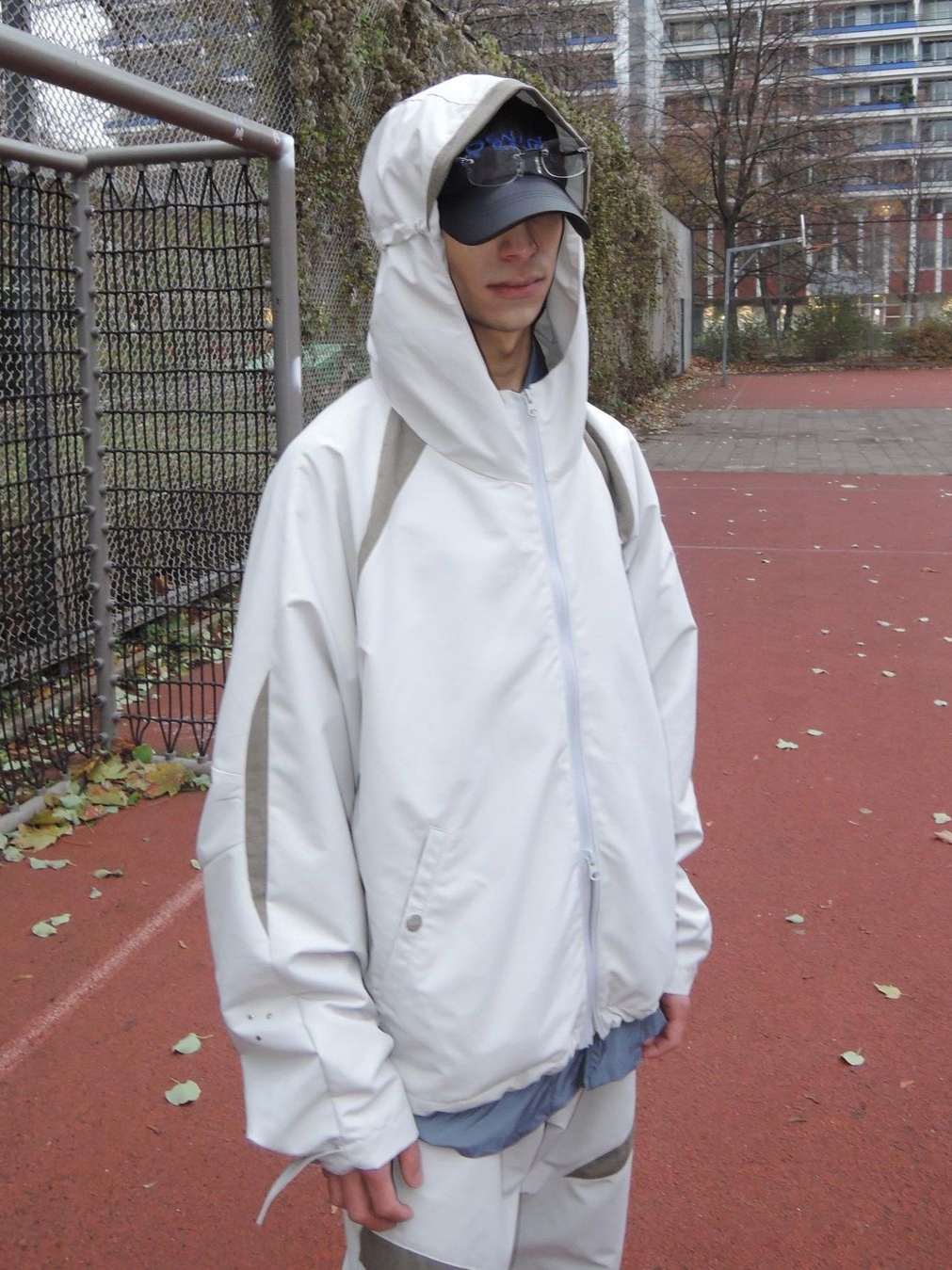 Opening Project Ripstop Hooded Jumper Light Grey, Opening Project Ripstop Split Pants Light Grey 착용 스타일 - 3