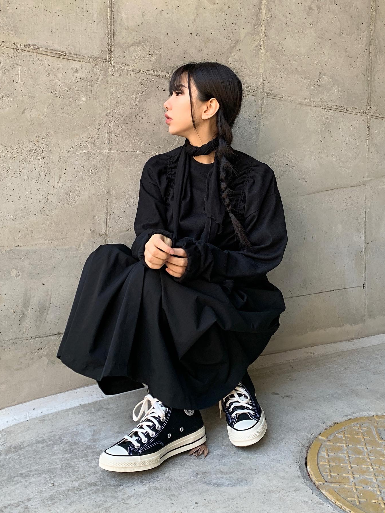 Converse Chuck 70 Hi Black 착용 스타일 - 4
