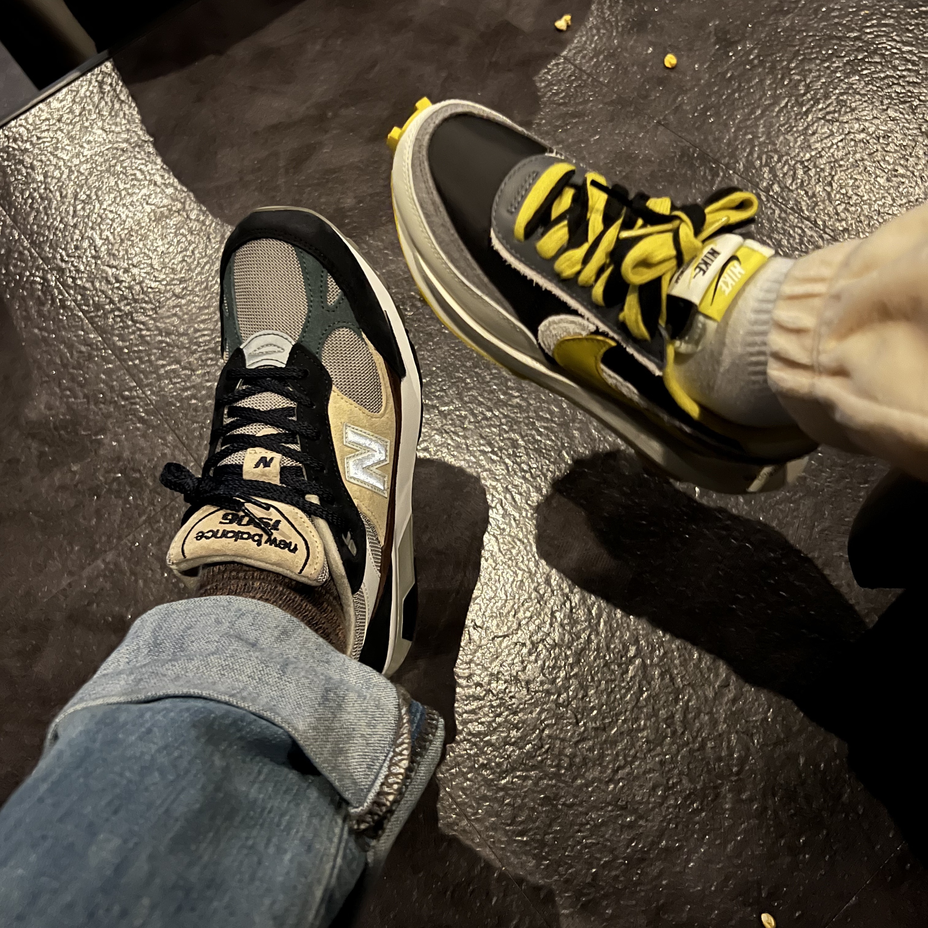 New Balance 991.5 Made in UK Surplus Pack, Nike x Sacai x Undercover LDWaffle Black Bright Citron 착용 스타일