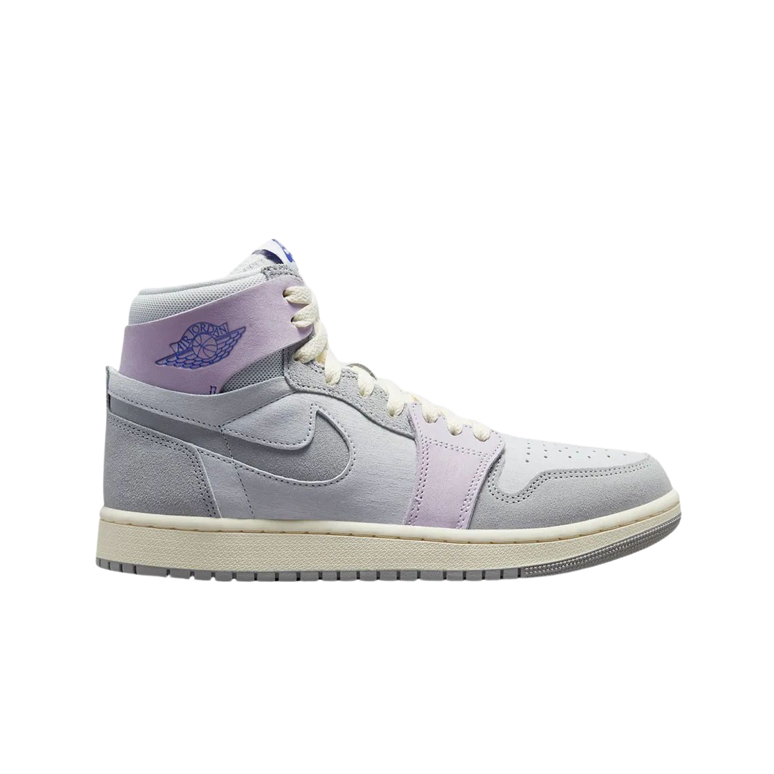 (W) 조던 1 줌 에어 컴포트 2 라이트 스모크 그레이 앤 베얼리 그레이프((W) Jordan 1 Zoom Air CMFT 2 Light Smoke Grey and Barely Grape)