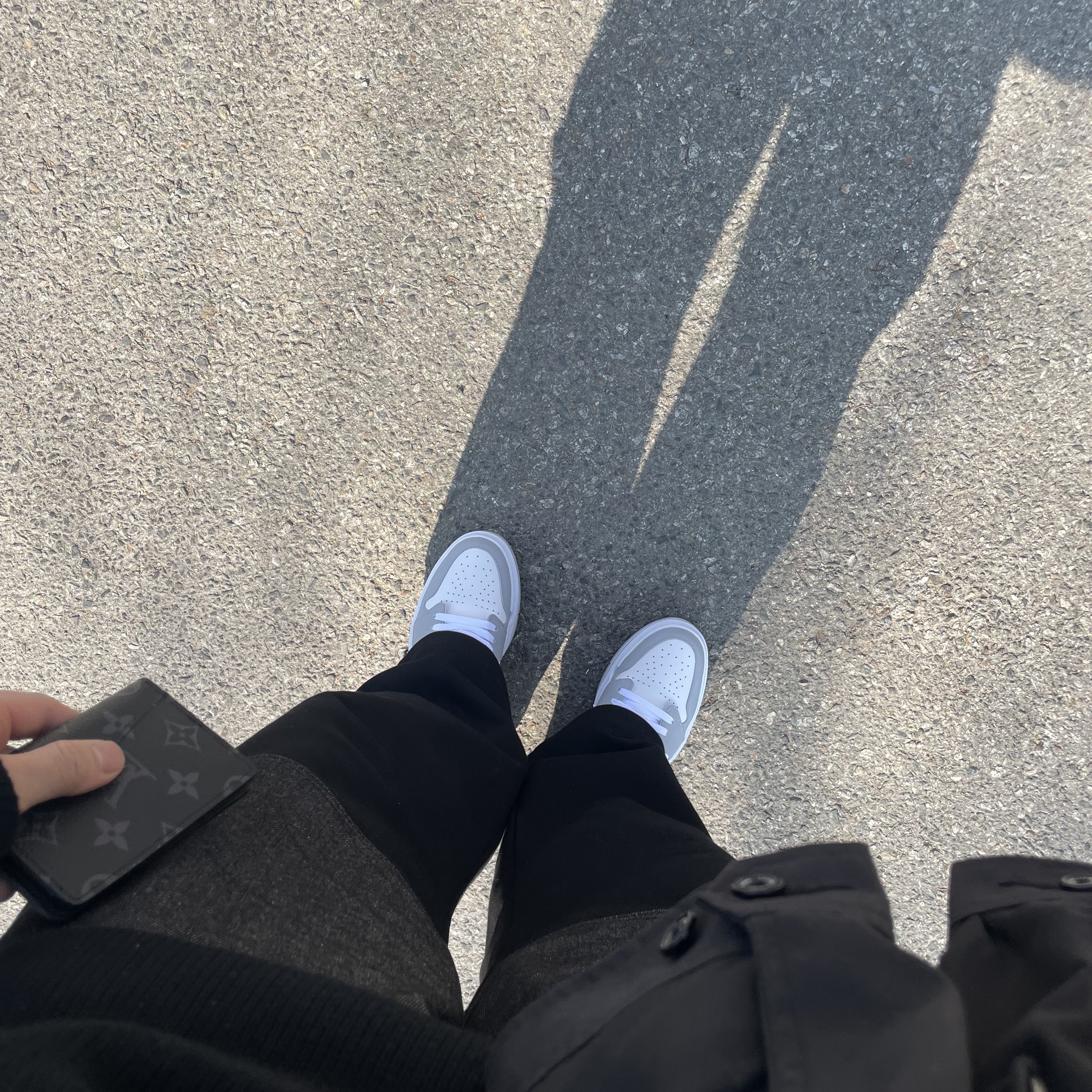 (W) Jordan 1 Elevate Low White and Wolf Grey, Louis Vuitton Pocket Organizer Monogram Eclipse 착용 스타일 - 3