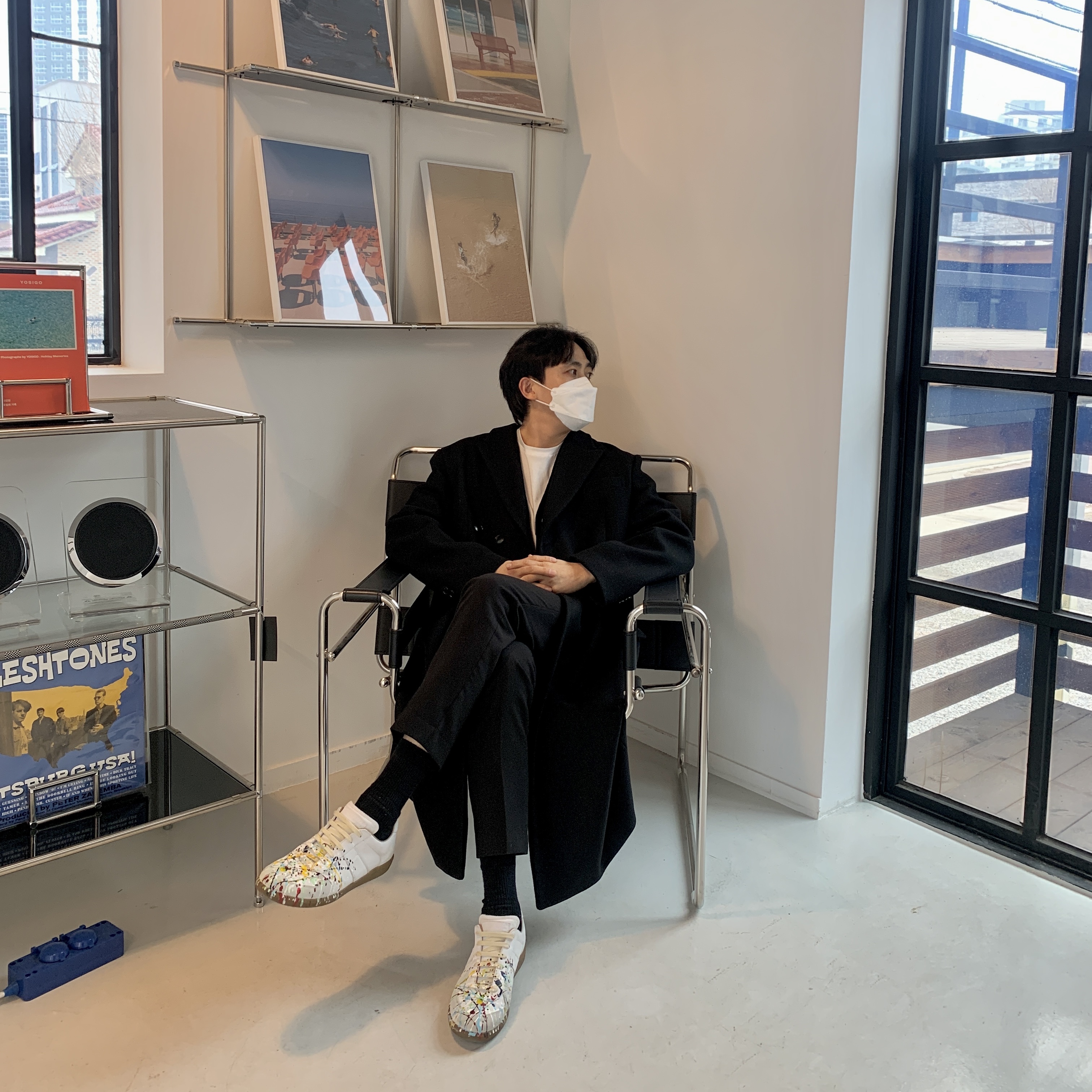 AMI de Coeur Wool Cardigan Black, Maison Margiela Cotton Paint Drop Replica Sneakers 착용 스타일