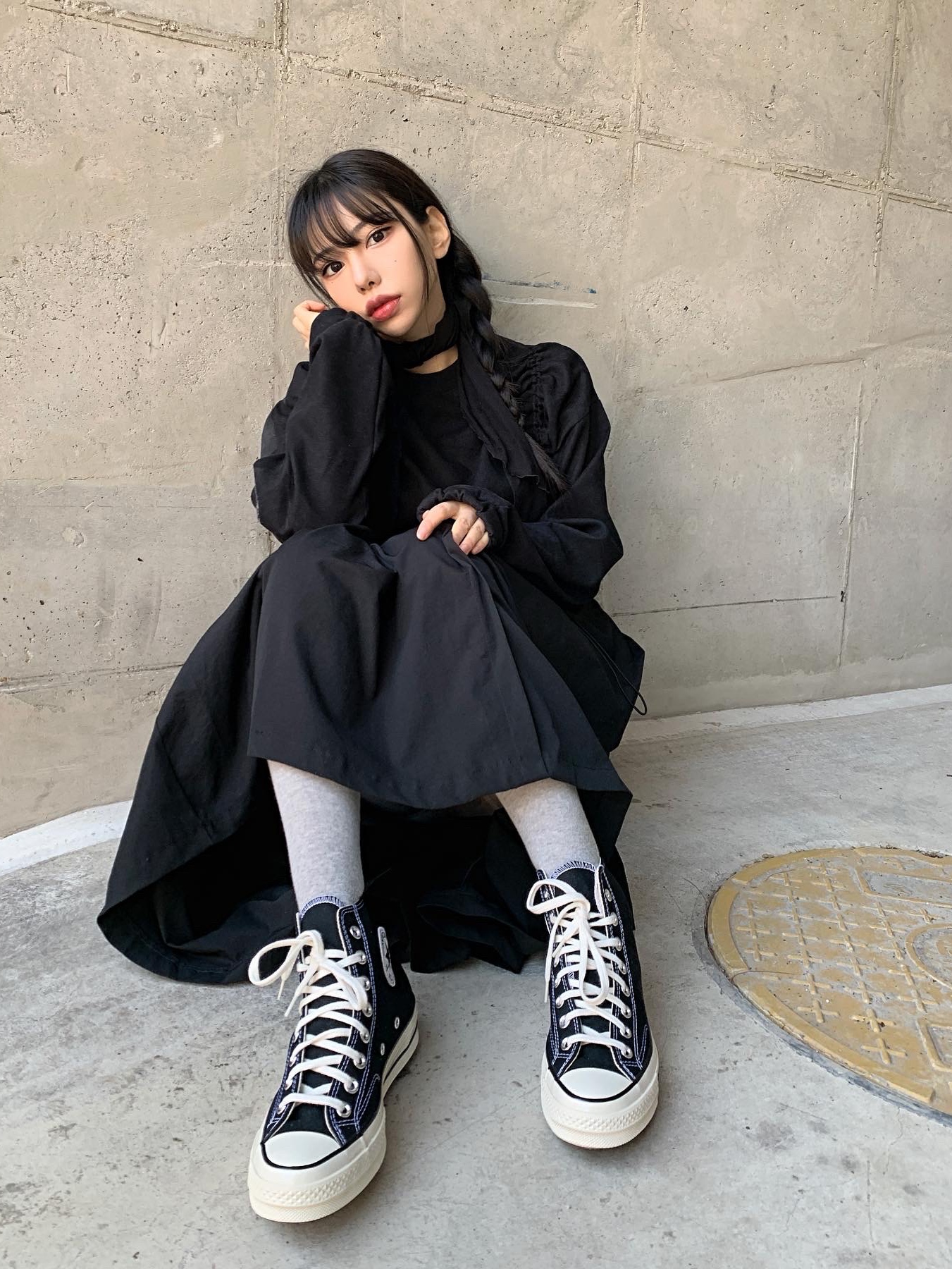 Converse Chuck 70 Hi Black 착용 스타일 - 1