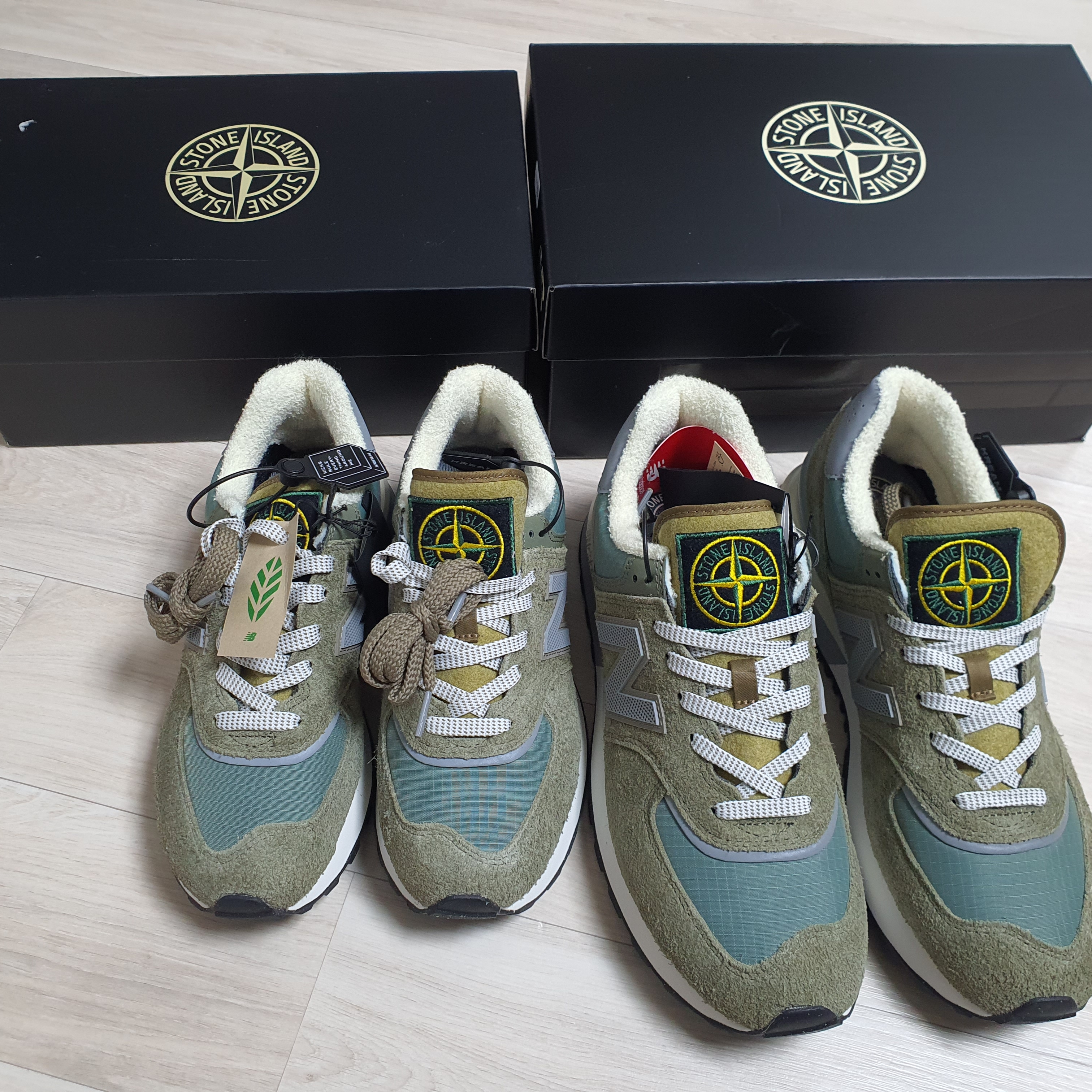 New Balance x Stone Island 574 Legacy Green 착용 스타일