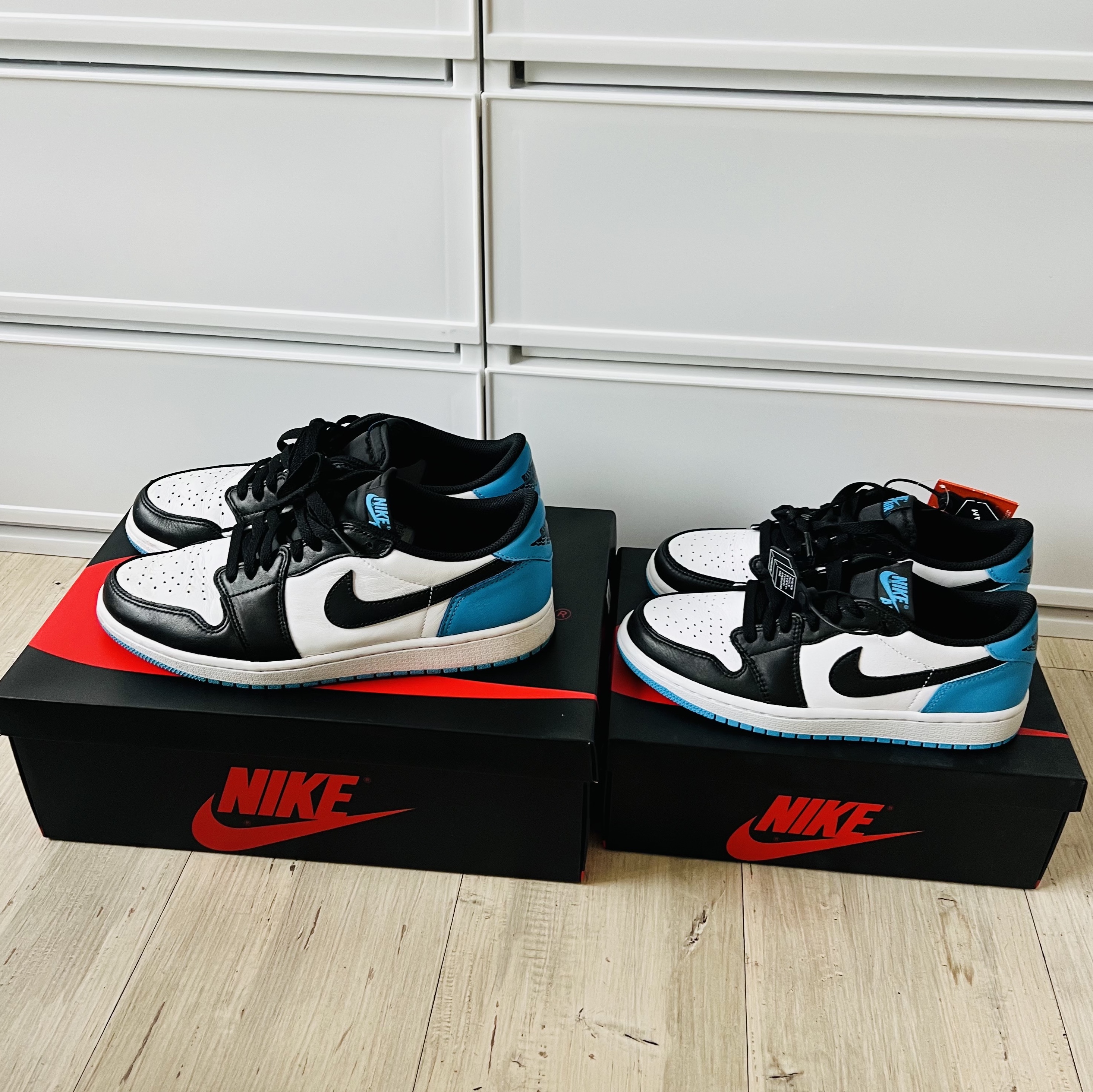 Jordan 1 Retro Low OG Black and Dark Powder Blue, (W) Jordan 1 Retro Low OG Black and Dark Powder Blue 착용 스타일 - 3