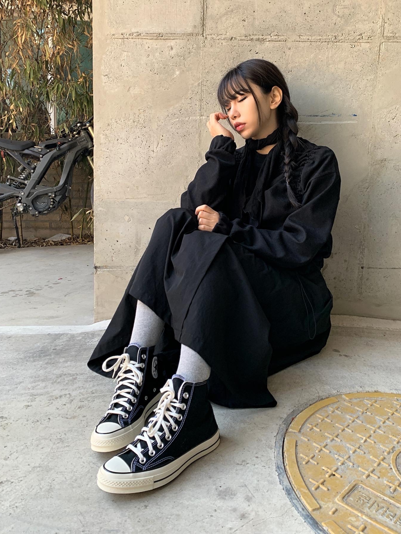 Converse Chuck 70 Hi Black 착용 스타일 - 2