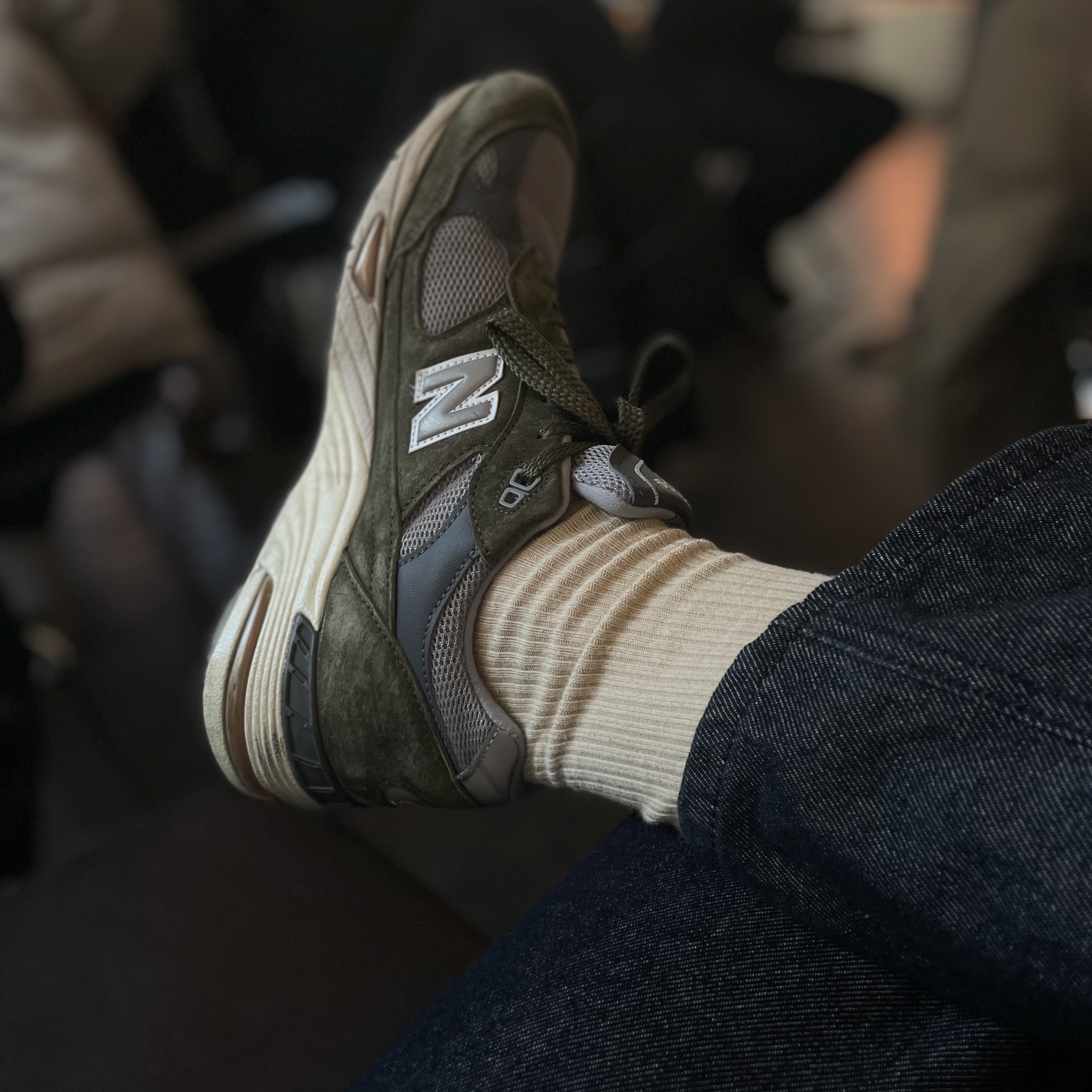New Balance 991 Made in UK Green Grey 착용 스타일