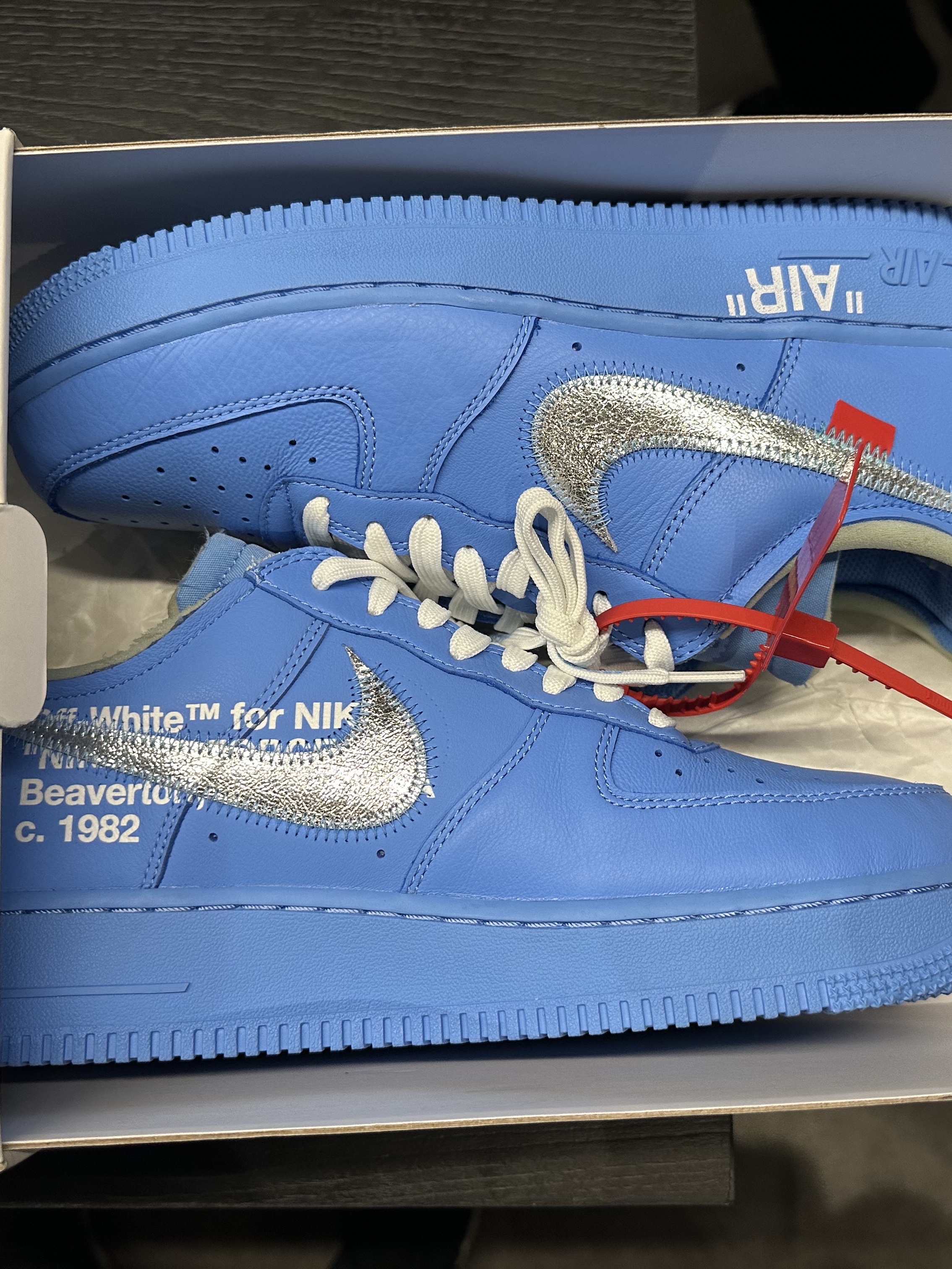 Nike x Off-White Air Force 1 Low MCA University Blue, Essentials 1977 Hoodie Wheat - 22SS 착용 스타일 - 4