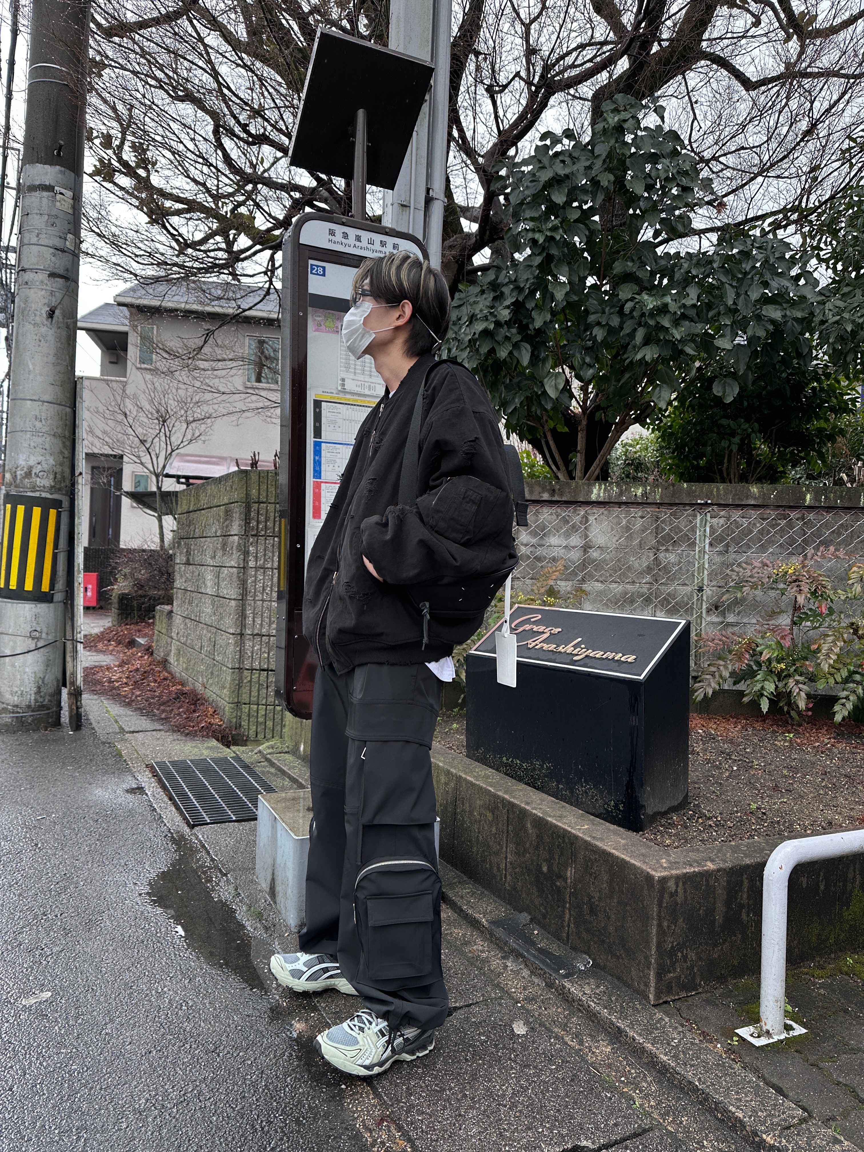 Undermycar Dtrange Dead Starange Destroyed Bomber Obsidian - 23SS, Asics UB1-S Gel-Kayano 14 Piedmont Grey 착용 스타일 - 2