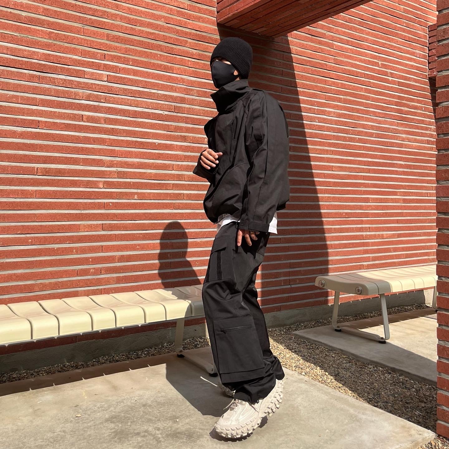AOP New Cargo Series 01 Black, AOP Multi Layered Jacket Black 착용 스타일