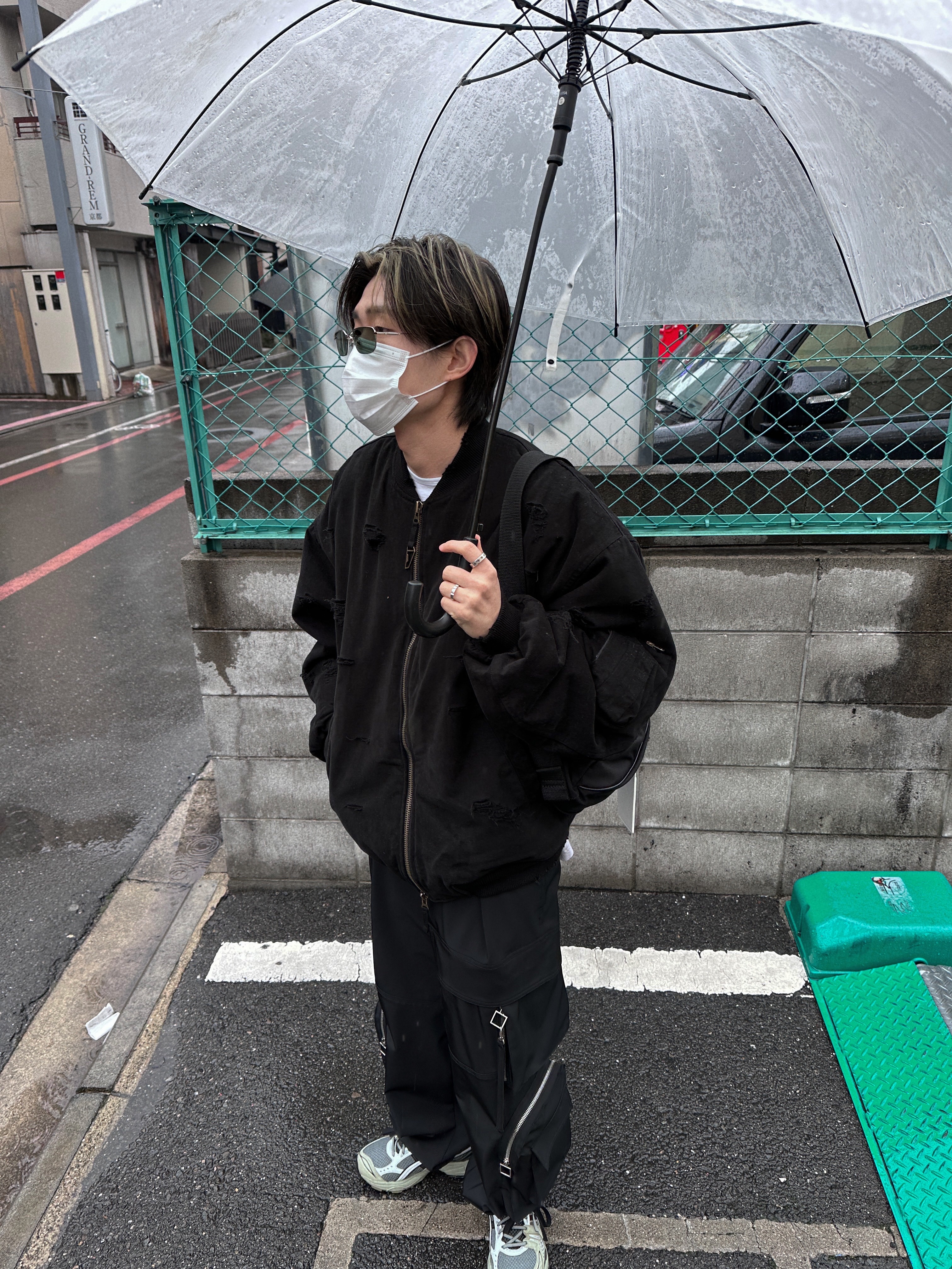 Undermycar Dtrange Dead Starange Destroyed Bomber Obsidian - 23SS, Asics UB1-S Gel-Kayano 14 Piedmont Grey 착용 스타일 - 4