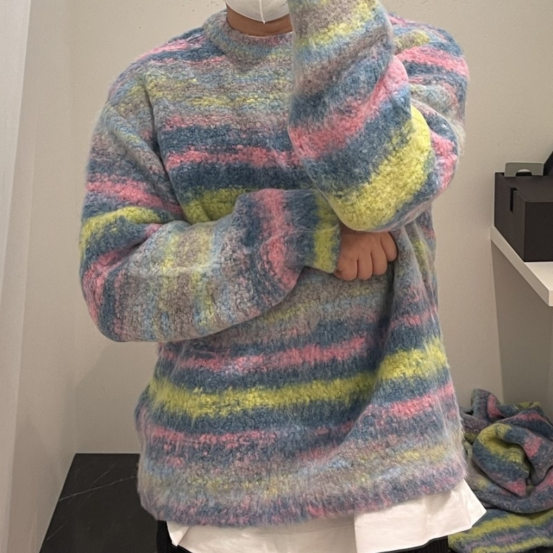 Wooyoungmi Multicolor Knit Blue - 22FW 착용 스타일