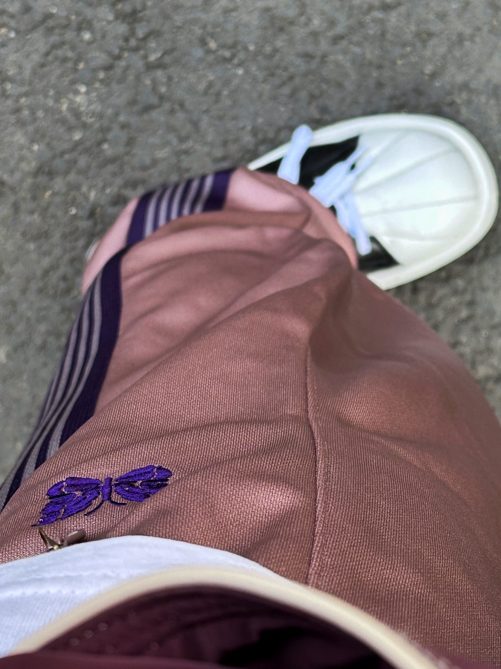 Needles H.D. Track Pants Poly Smooth Taupe, Ader Error Bant Jumper Burgundy 착용 스타일