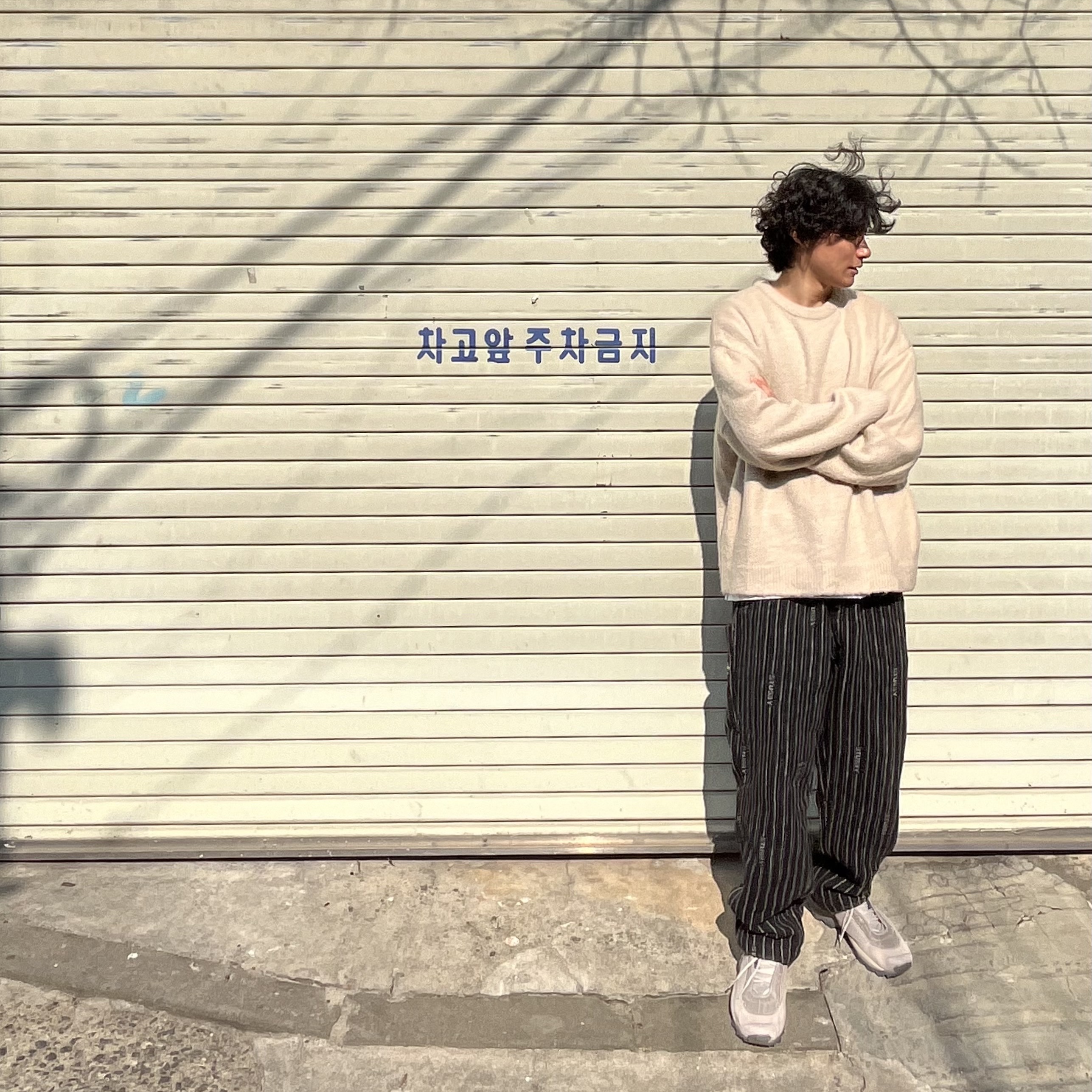 Nike x Stussy NRG Striped Wool Pants Black (DR4021-010), Adidas x OAMC Type O-5 Feather Grey 착용 스타일 - 1