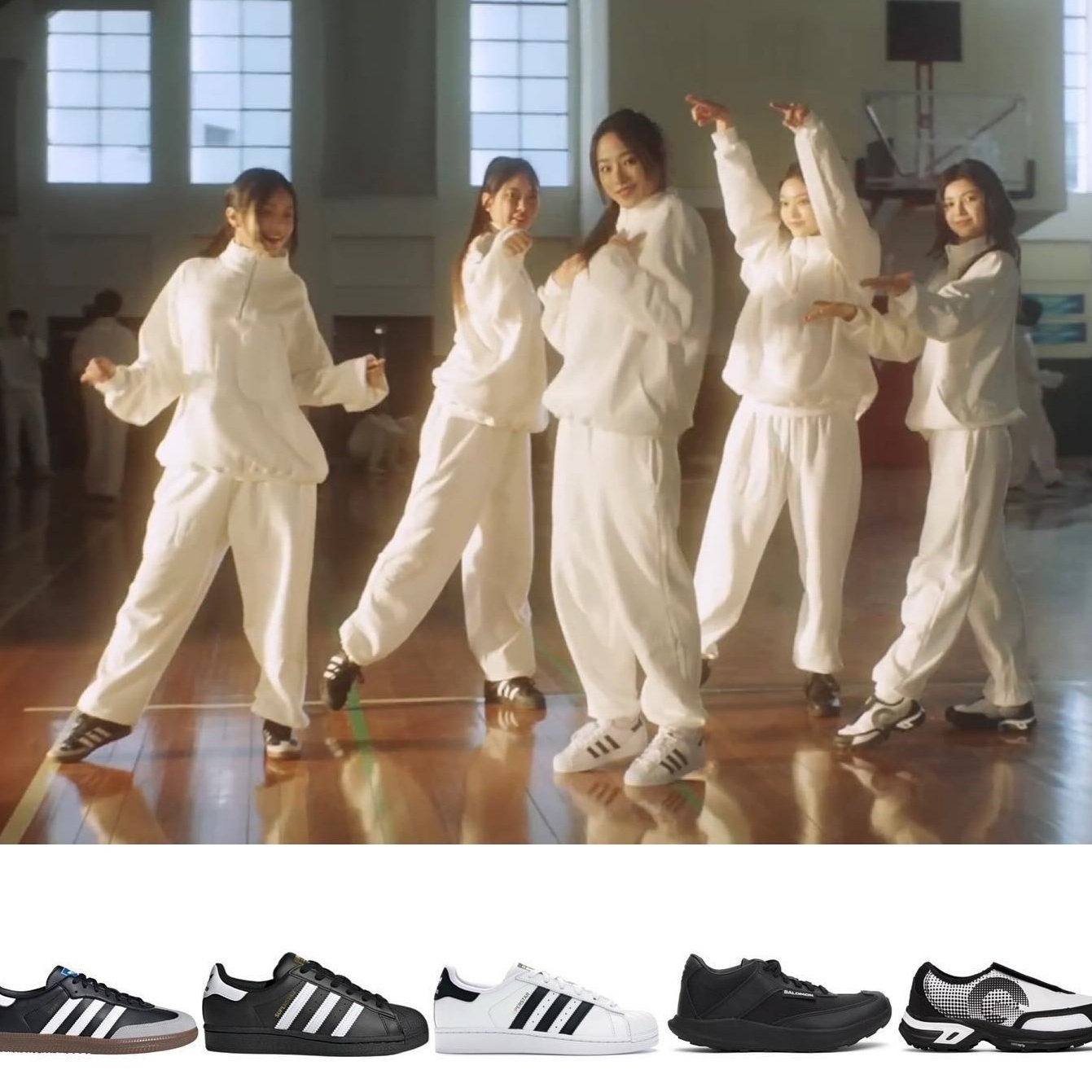 Adidas Samba Vegan Black White, Adidas Superstar Core Black White 착용 스타일