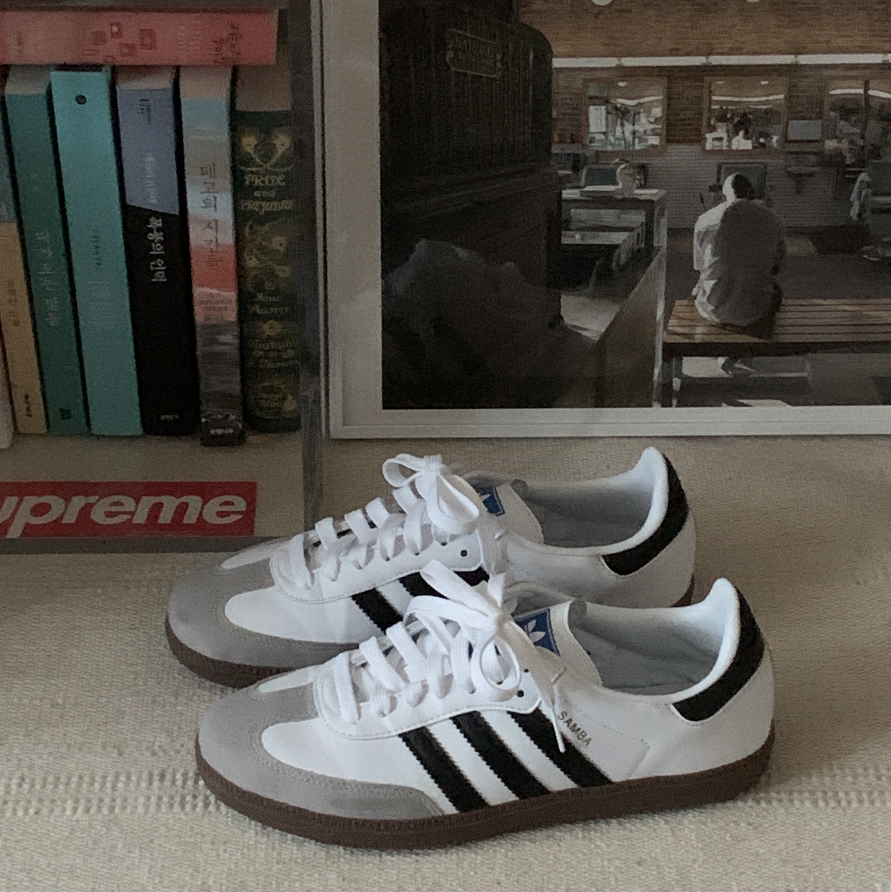 Adidas Samba Vegan White Black 착용 스타일