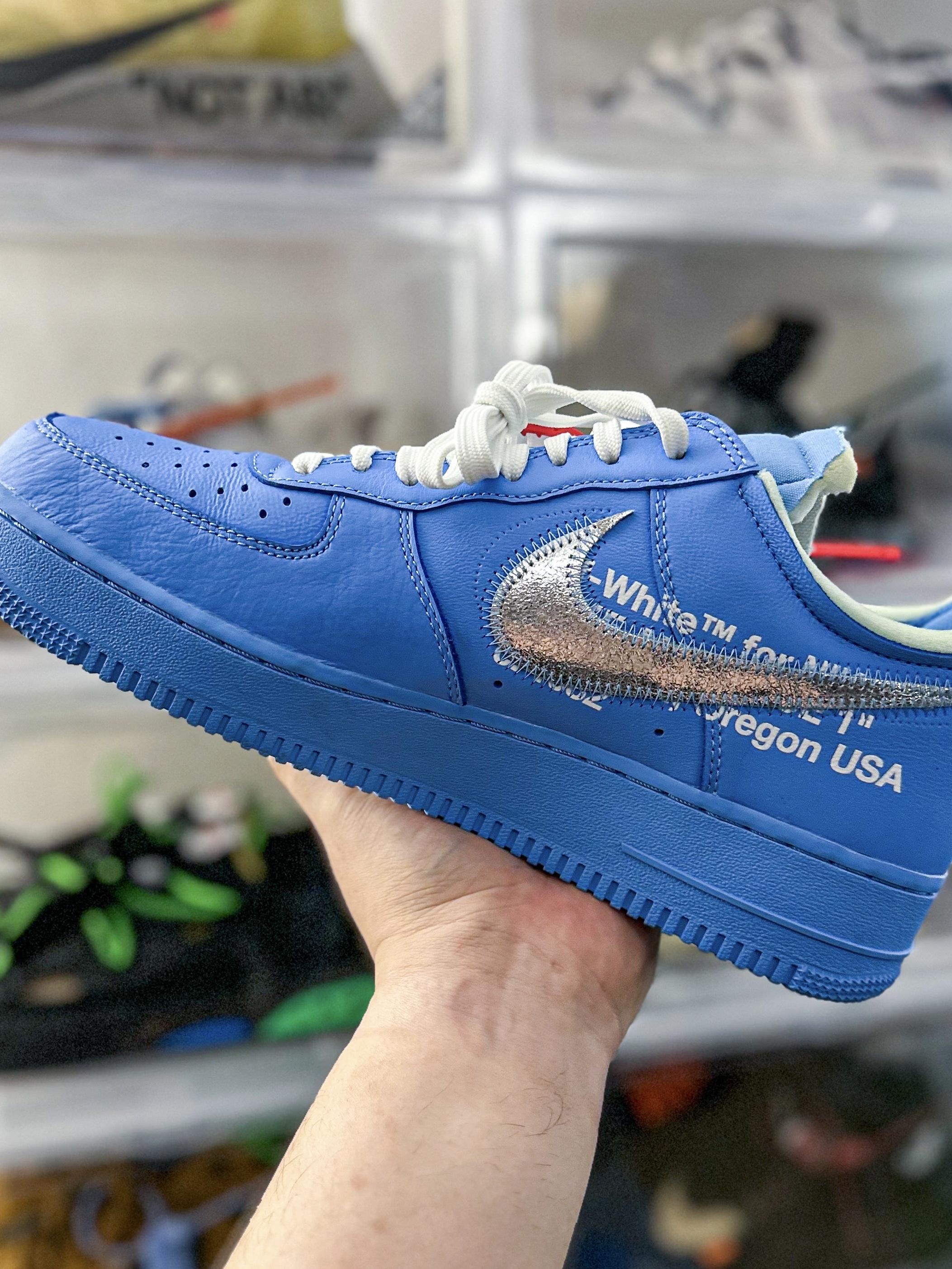 Nike x Off-White Air Force 1 Low MCA University Blue, Essentials 1977 Hoodie Wheat - 22SS 착용 스타일 - 3