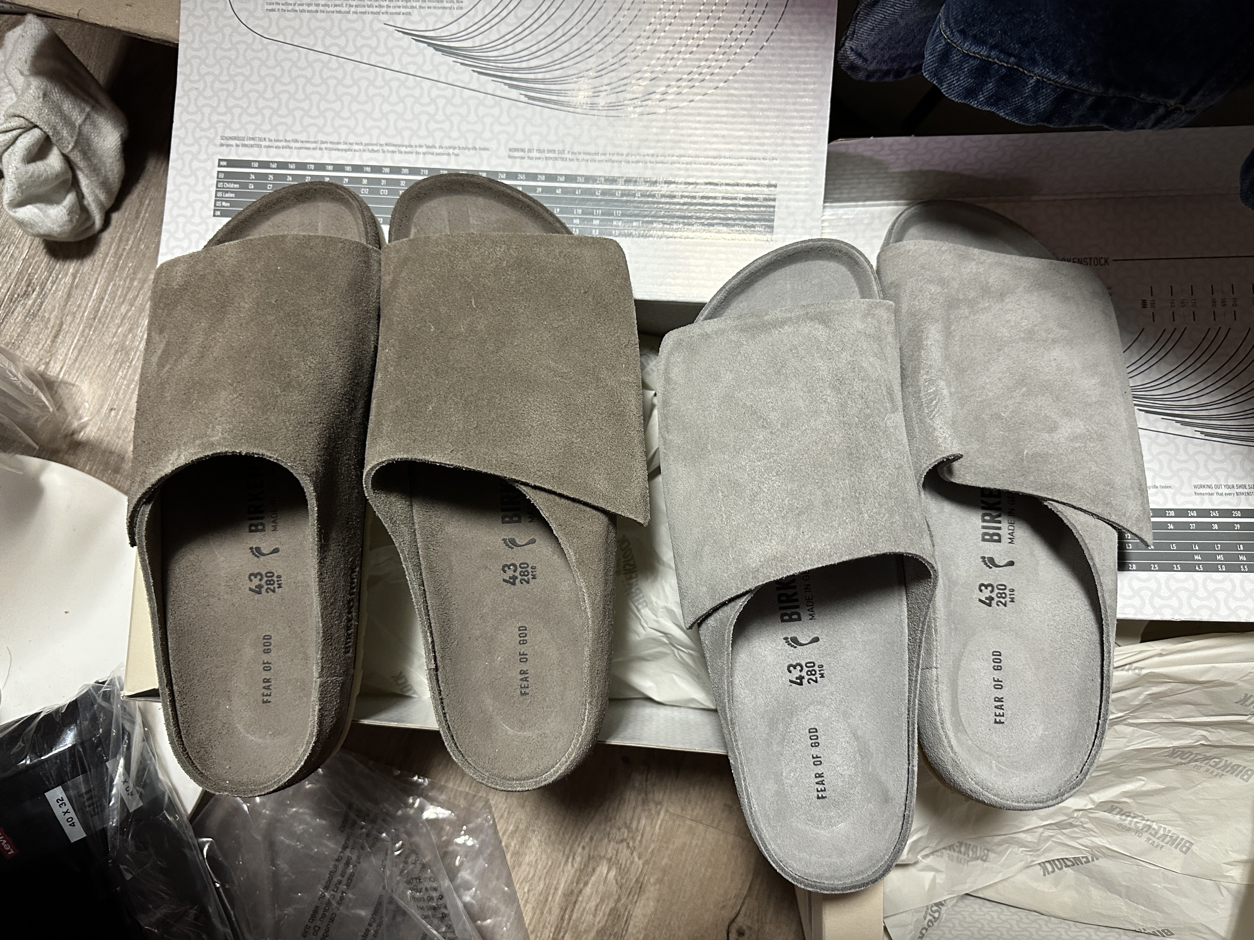 Fear of God x Birkenstock Los Feliz Suede Ash, Fear of God x Birkenstock Los Feliz Suede Cement 착용 스타일