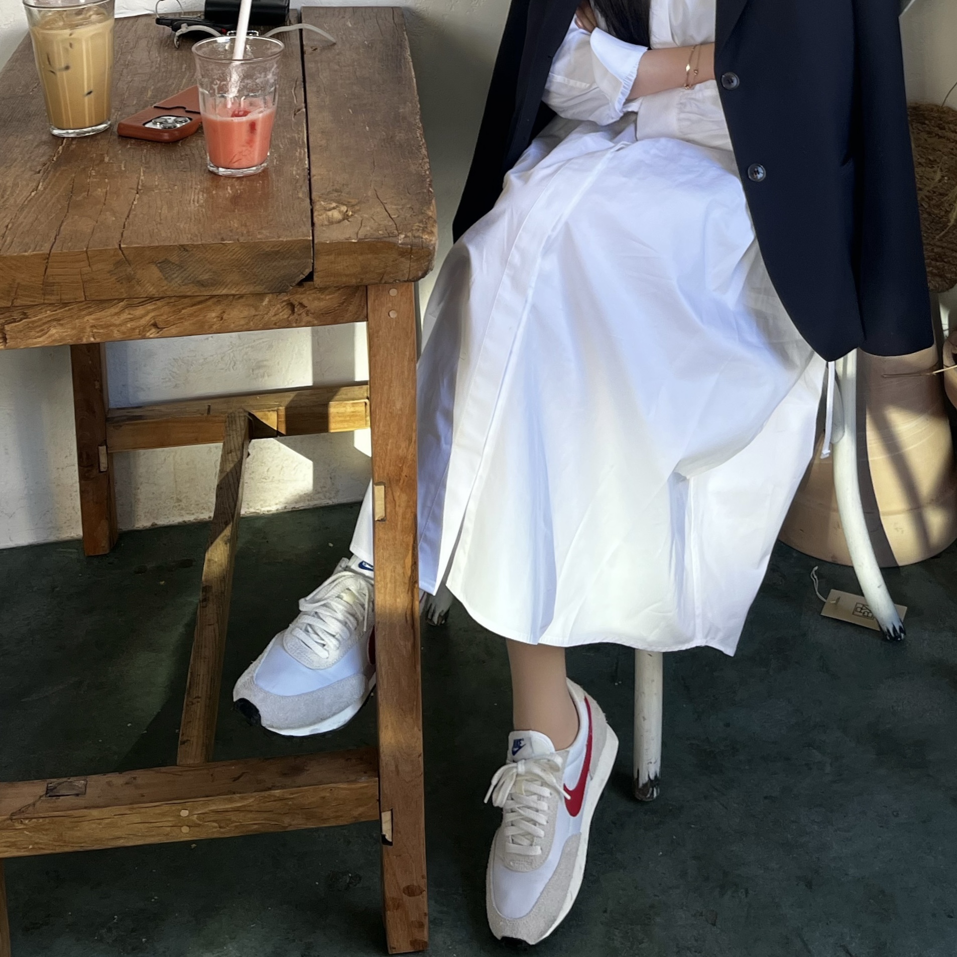 Nike Daybreak SP White University Red 착용 스타일