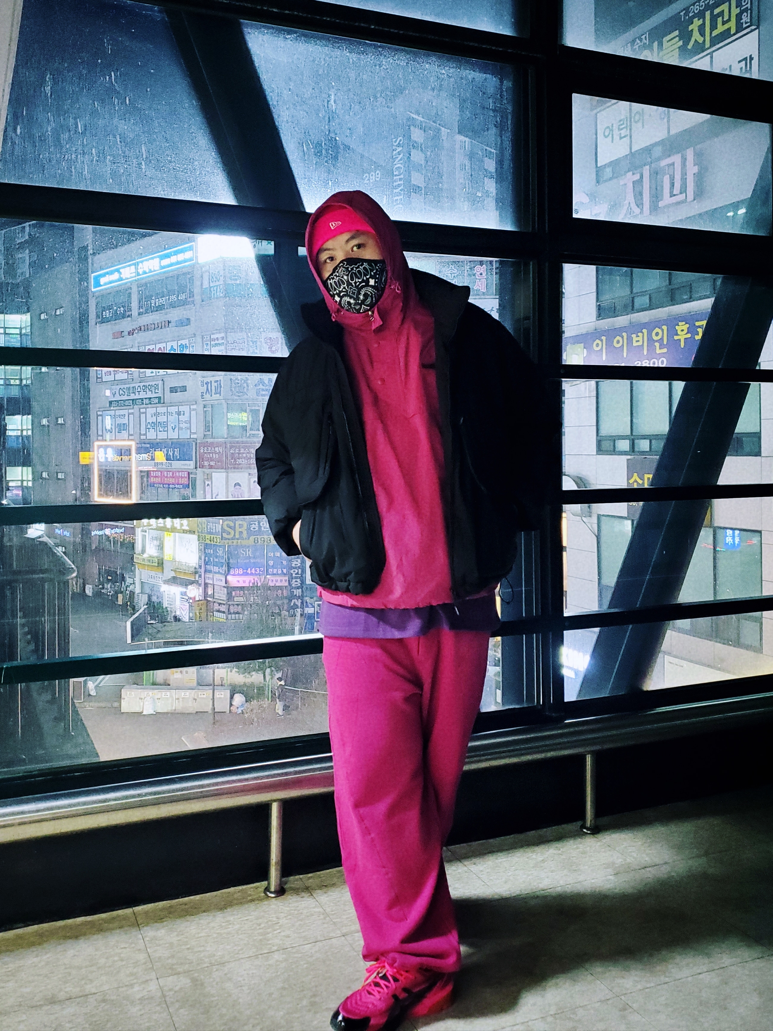 (W) Asics x P.E Nation Gel-Quantum 180 VII Pink Glo Black 착용 스타일 - 1