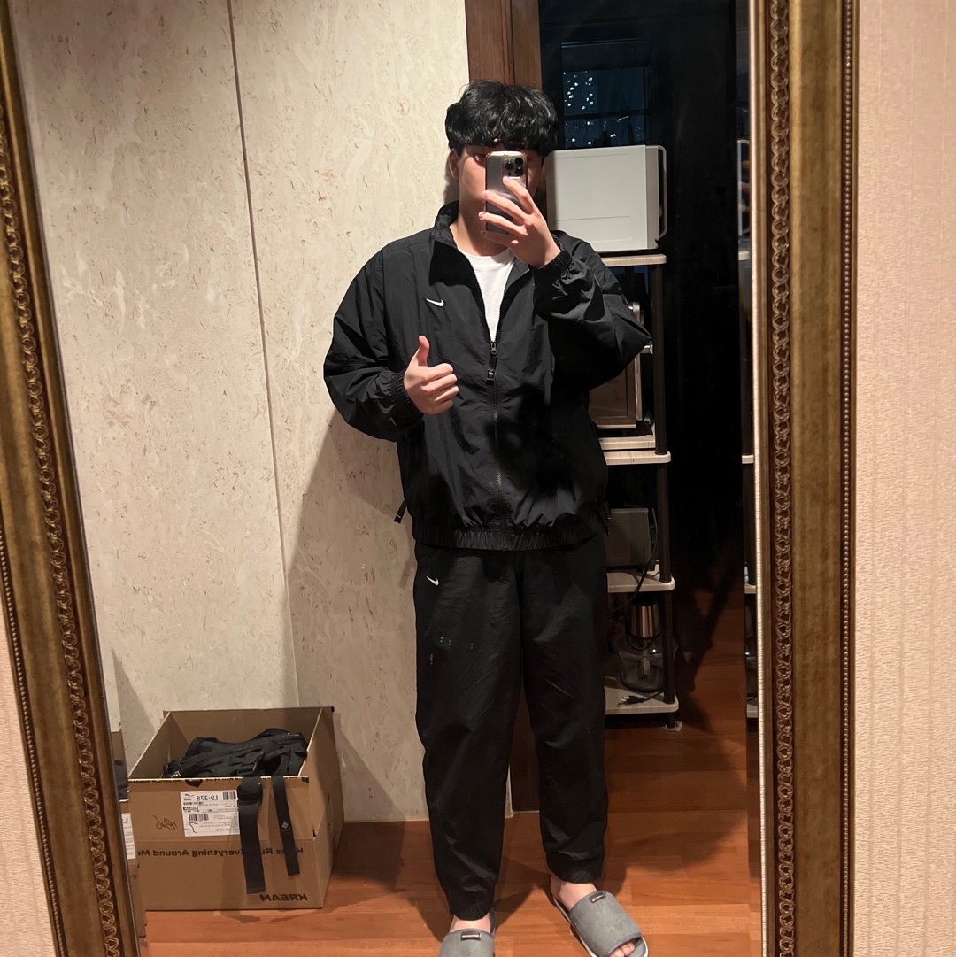 Nike NRG Solo Swoosh Woven Track Jacket Black - Asia 착용 스타일