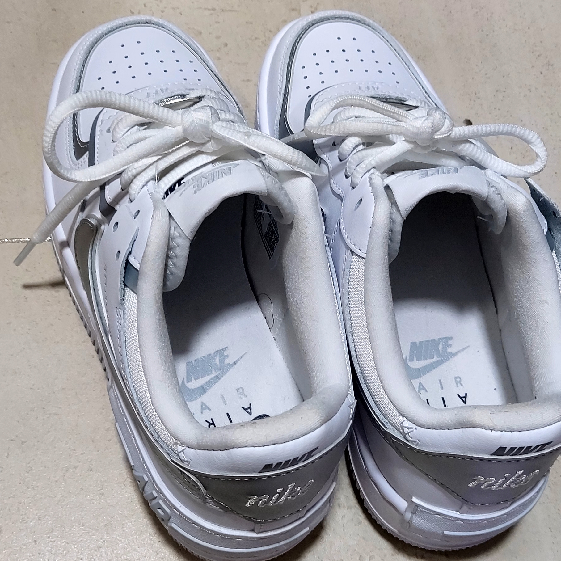 (W) Nike Air Force 1 Shadow White Metallic Silver 착용 스타일