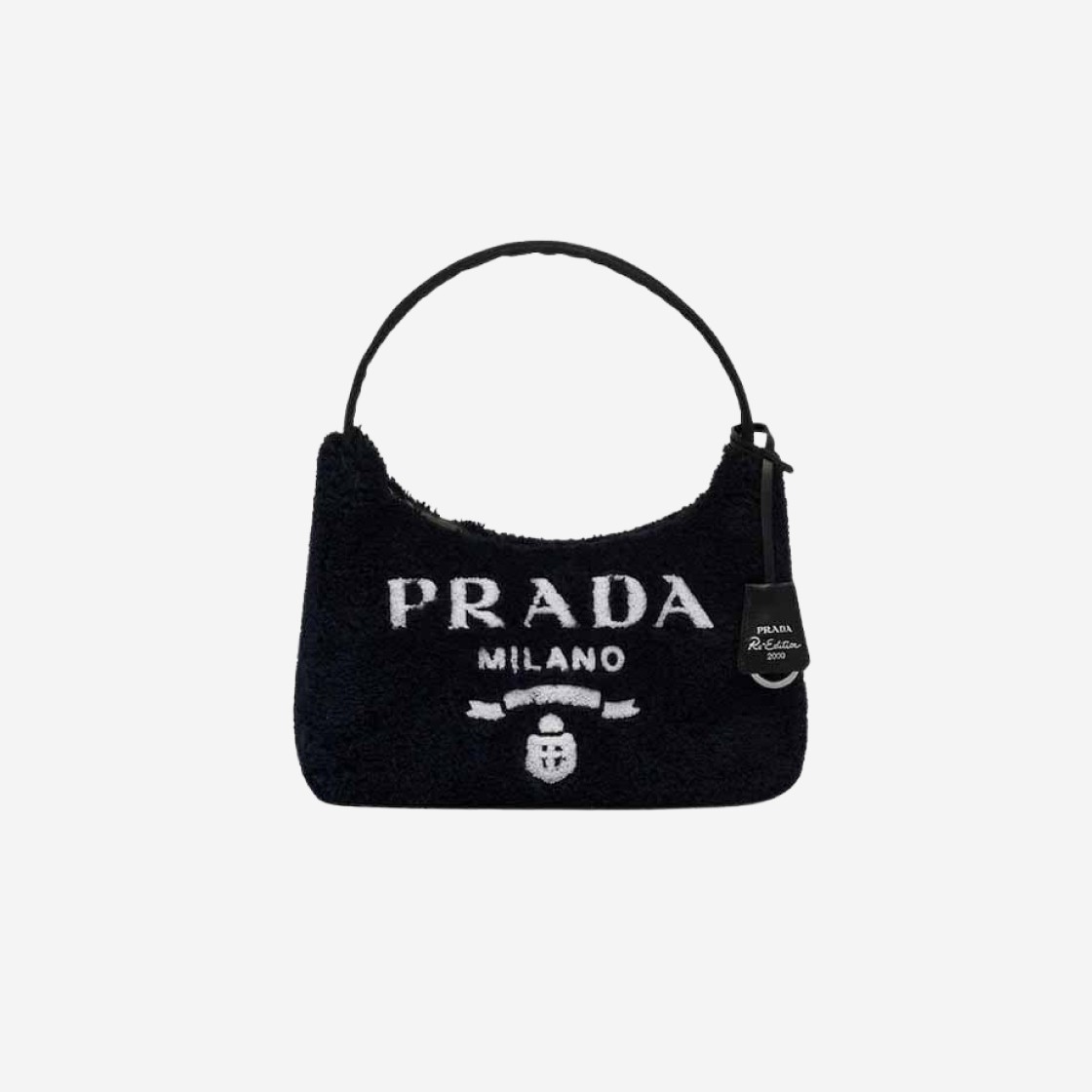 Prada Re-Edition 2000 Terry Mini Bag Black White 상세 이미지 1