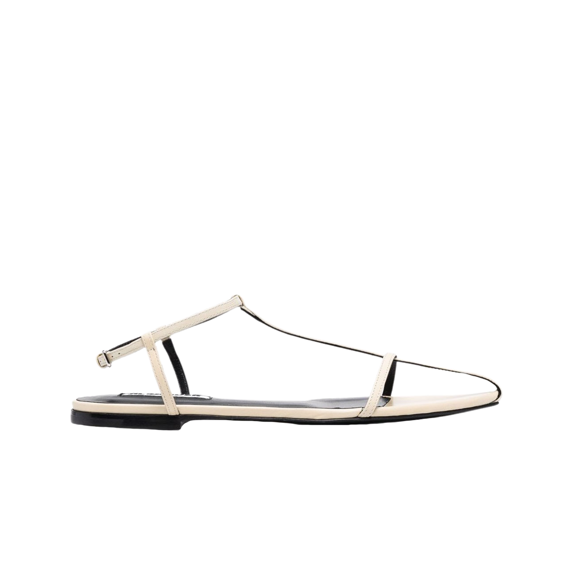 (W) 질 샌더 포인티드 토 레더 플랫 샌들 베이지((W) Jil Sander Pointed Toe Leather Flat Sandal Beige)
