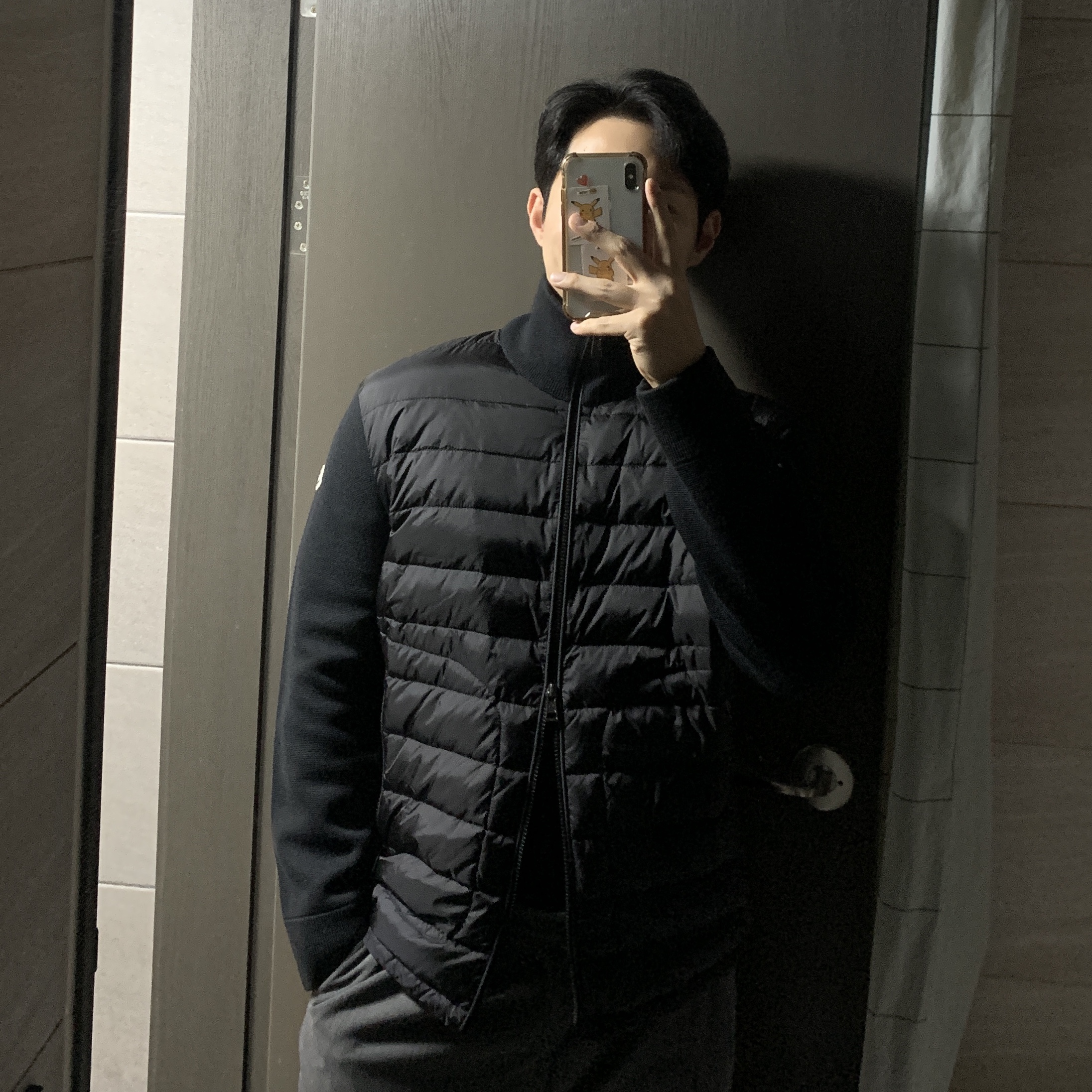 Moncler Padded Wool Cardigan Black - 22FW 착용 스타일
