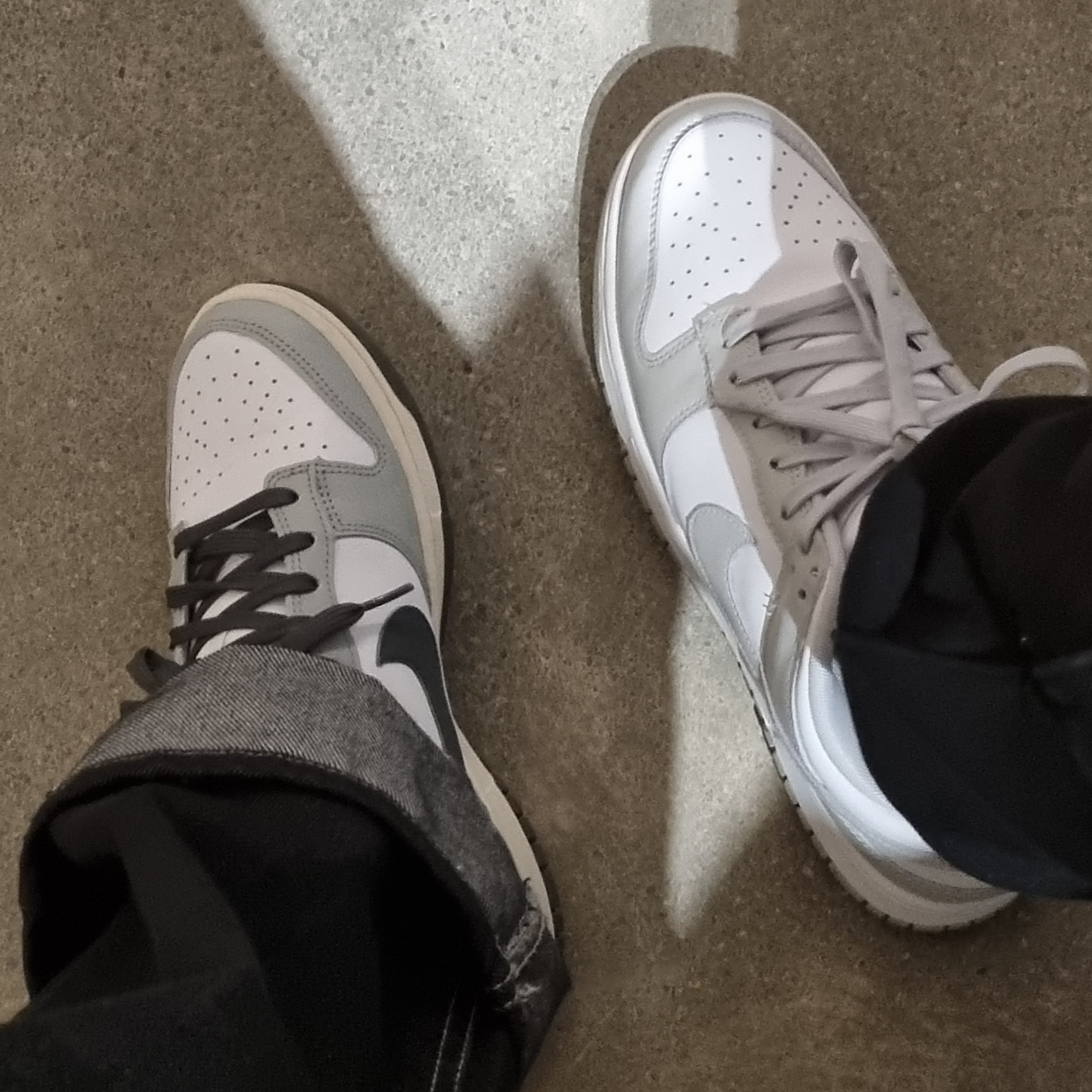 (W) Nike Dunk Low Light Smoke Grey, Nike Dunk Low Retro Grey Fog 착용 스타일 - 2
