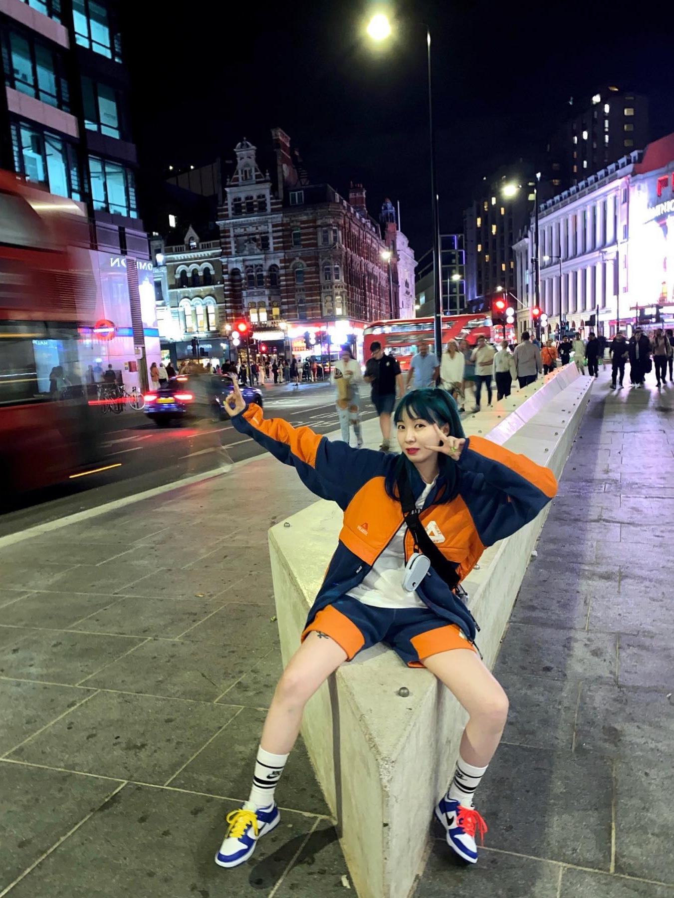 Palace Polartec Shell Jacket Navy Orange - 22FW, Palace Polartec Shell Shorts Navy Orange - 22FW 착용 스타일