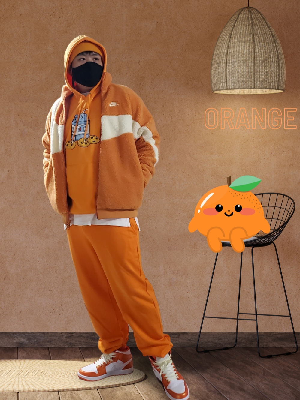 Jordan 1 Mid SE Electro Orange 착용 스타일