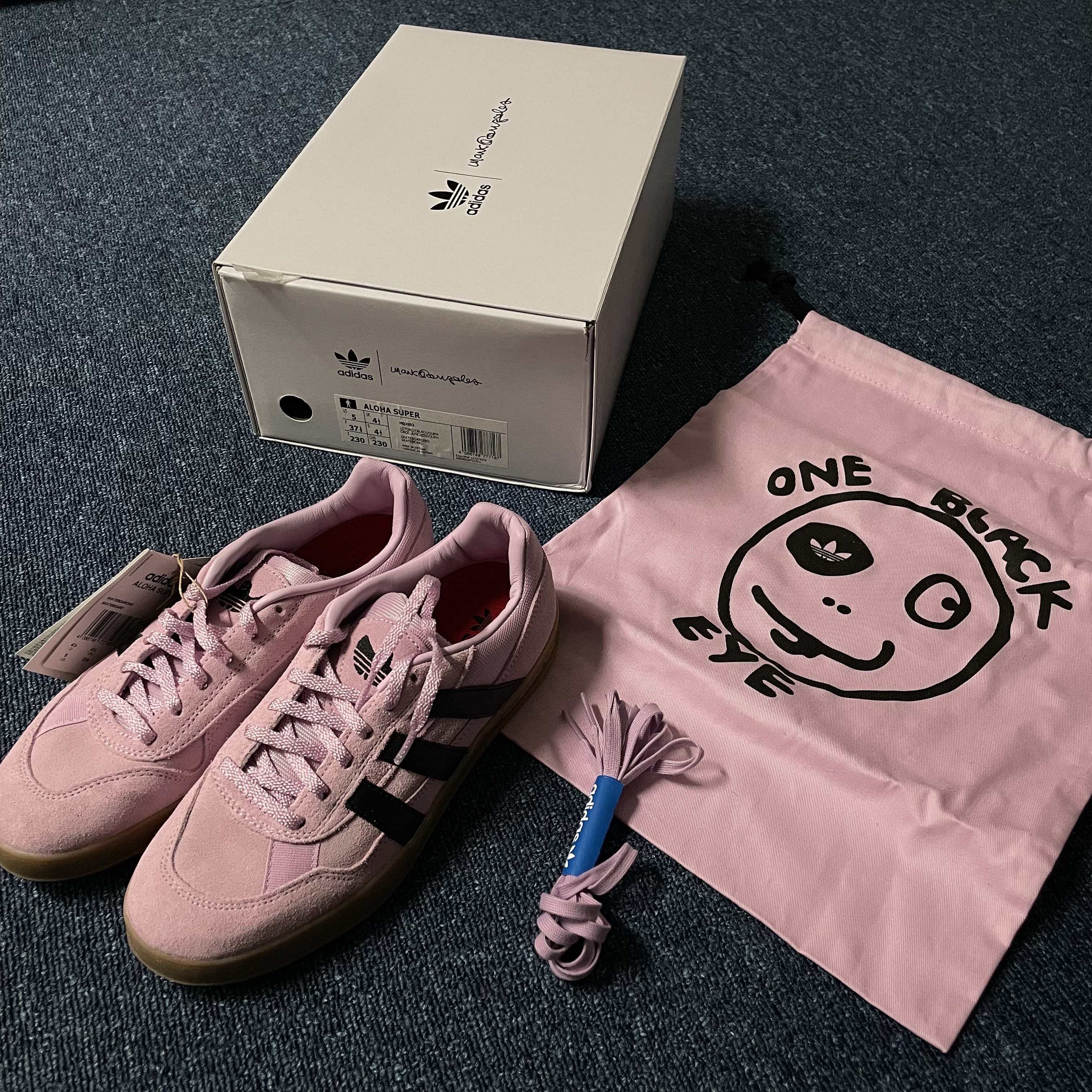 Adidas x Mark Gonzales Aloha Super Light Orchid Core Black 착용 스타일 - 1