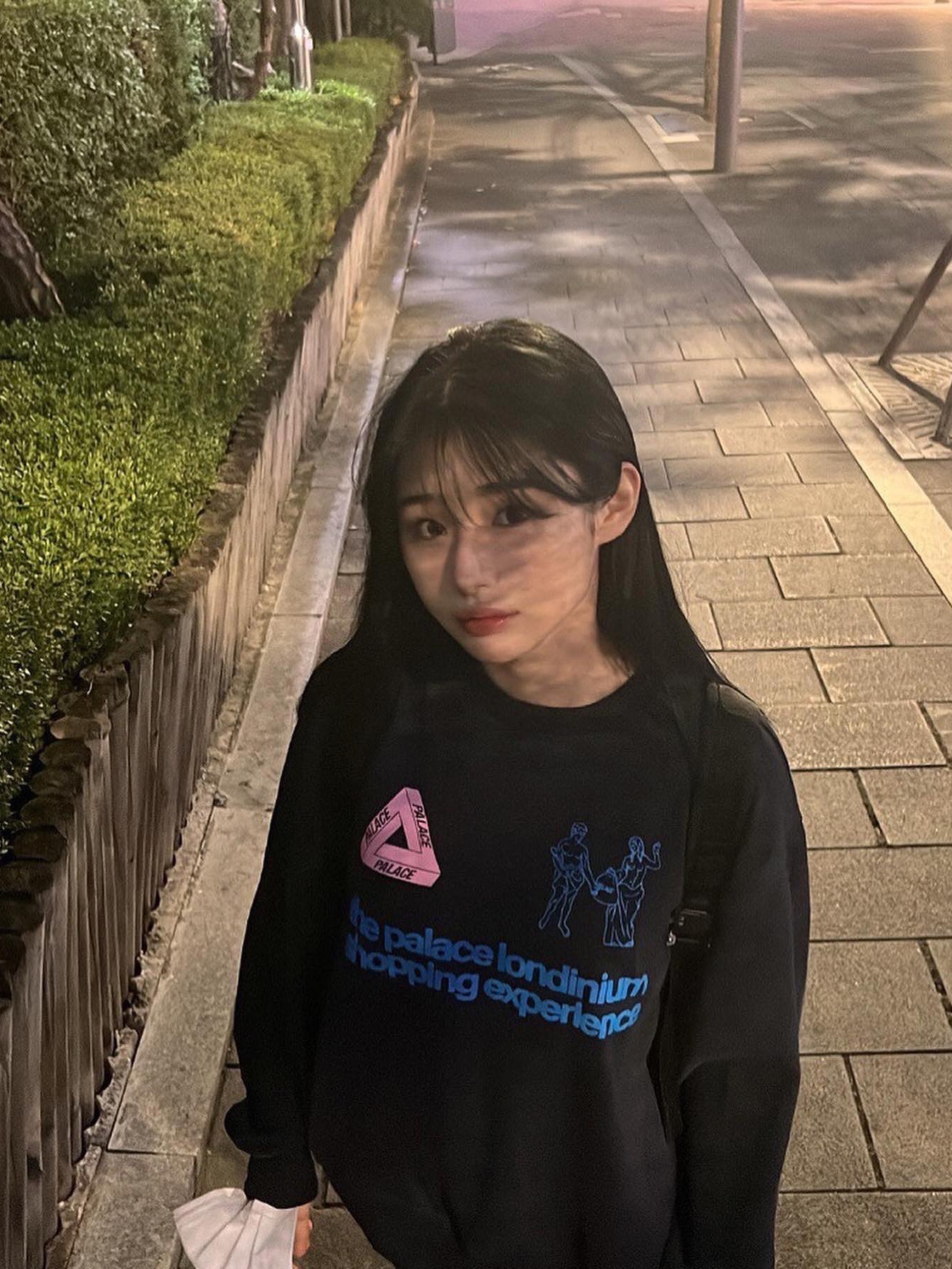 Palace Shopping Experience Crew Navy - 22SS 착용 스타일