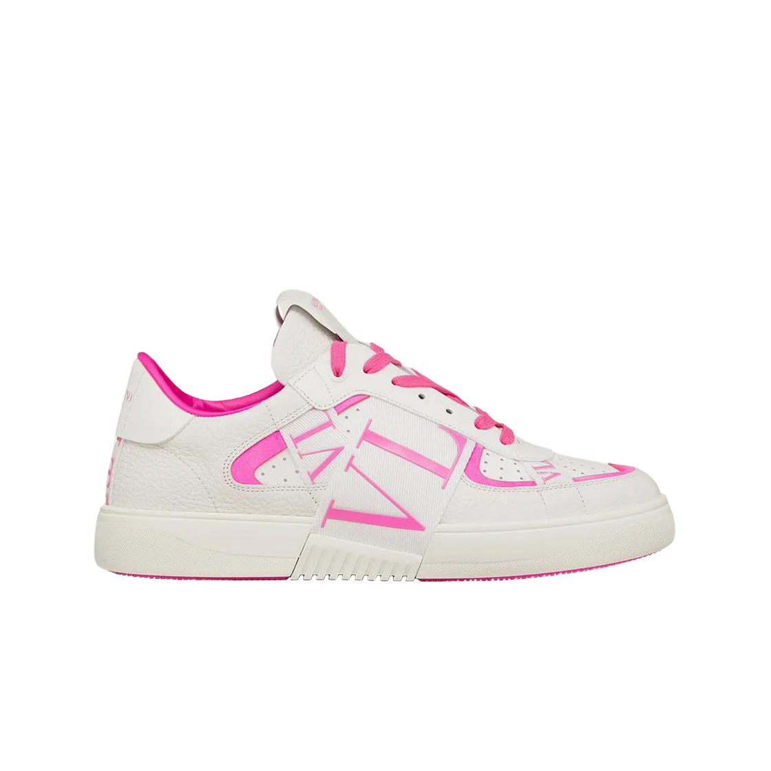 발렌티노 송아지 가죽 & 패브릭 밴드 VL7N 로우탑 스니커즈 화이트 핑크(Valentino Calfskin VL7N Low-Top Sneakers with Bands White Pink) - 1