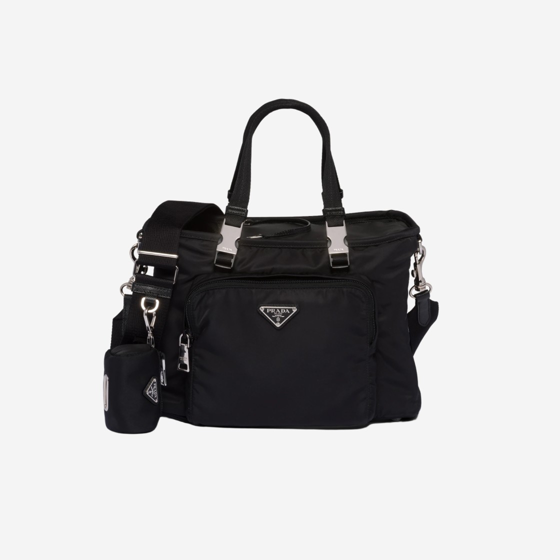 Prada Re-Nylon and Saffiano Leather Pet Bag Black 상세 이미지 1