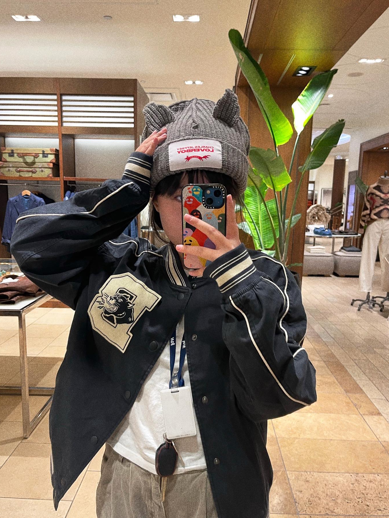 Charles Jeffrey Loverboy Chunky Fox Beanie Gray, Charles Jeffrey Loverboy Chunky Fox Beanie Turmeric Ecru 착용 스타일