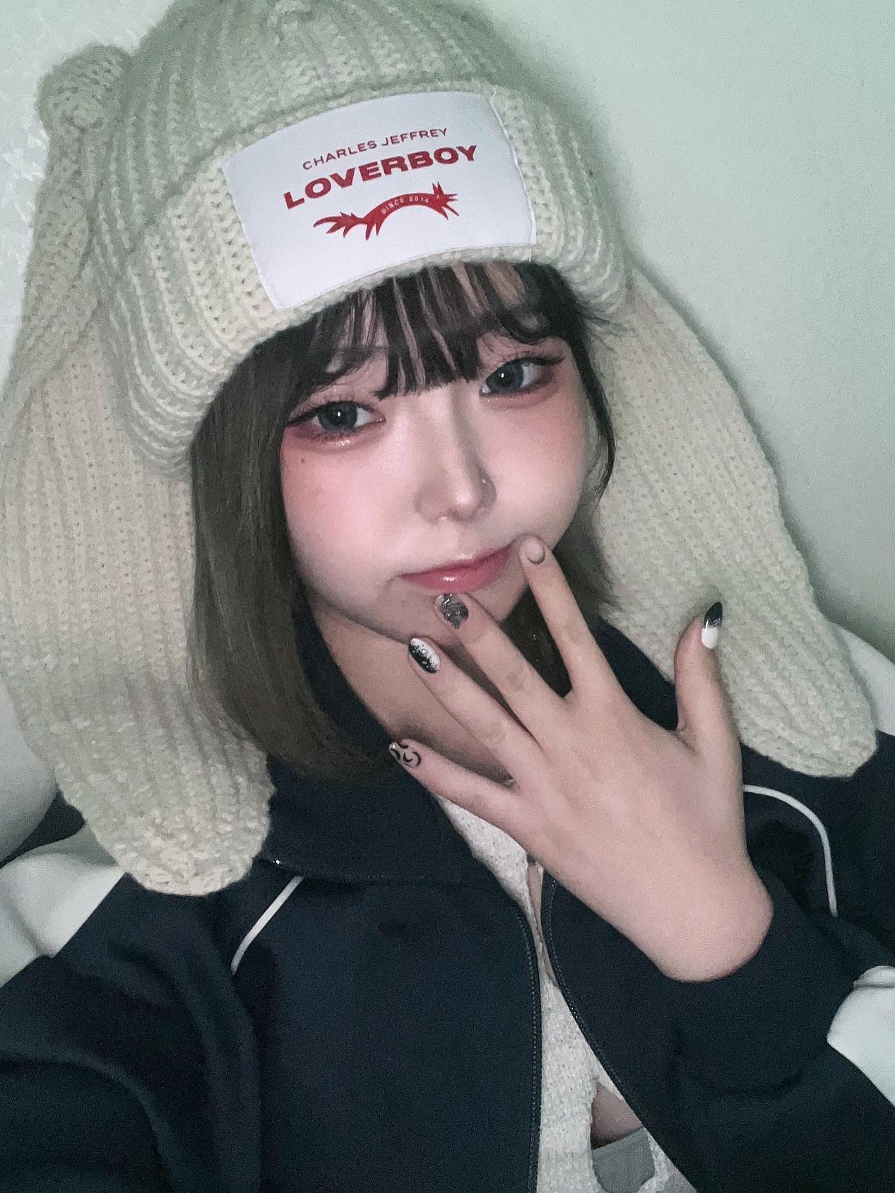 Charles Jeffrey Loverboy Chunky Rabbit Beanie Ecru, Charles Jeffrey Loverboy Chunky Rabbit Beanie Pink ์ฐฉ์ฉ ์คํ์ผ